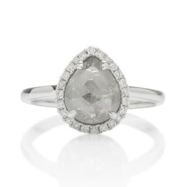 14k White Gold Custom Organic Halo Diamond Engagement Ring