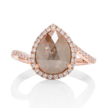 14k Rose Gold Custom Organic Halo Diamond Engagement Ring