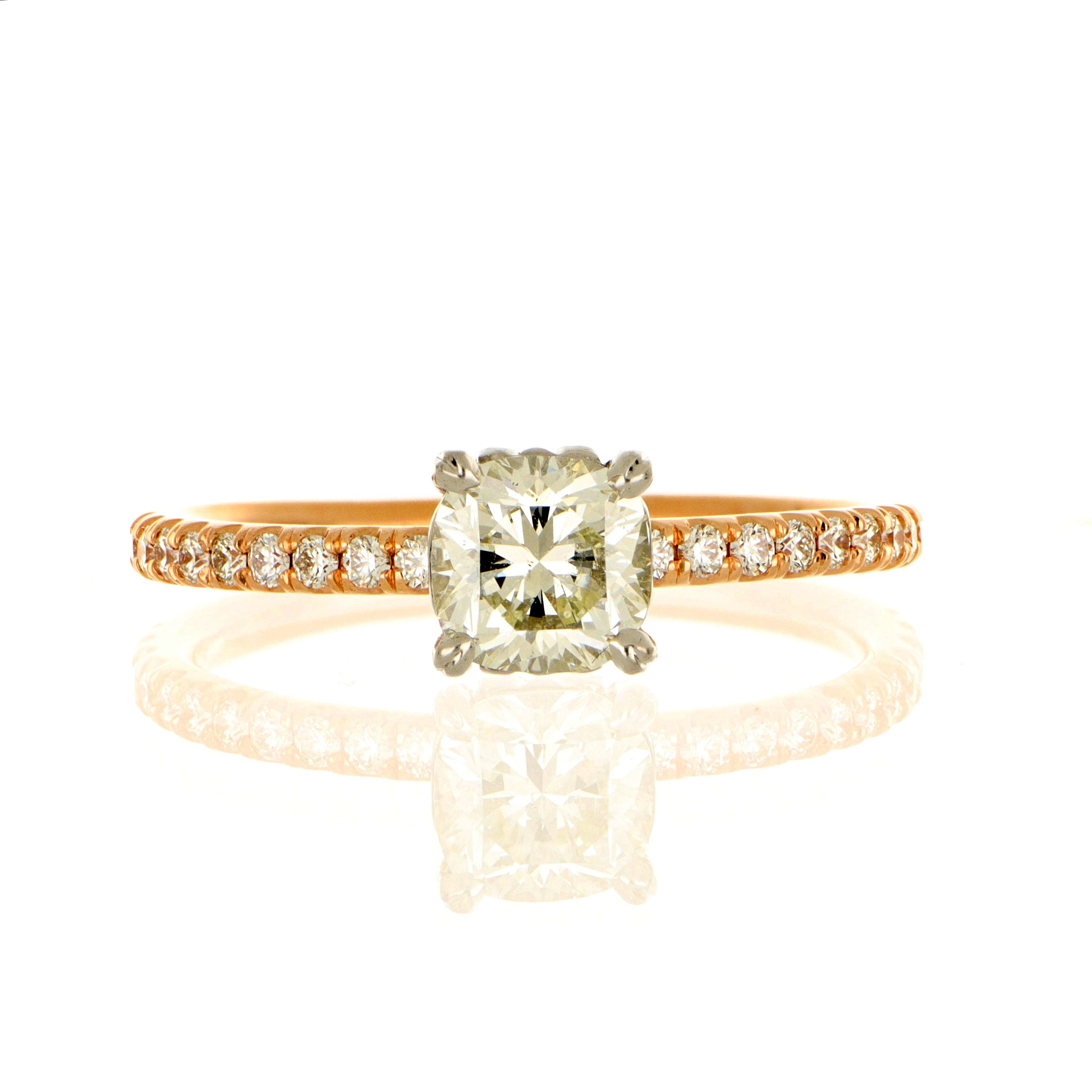 14k Rose Gold Cushion Brilliant Diamond Ring