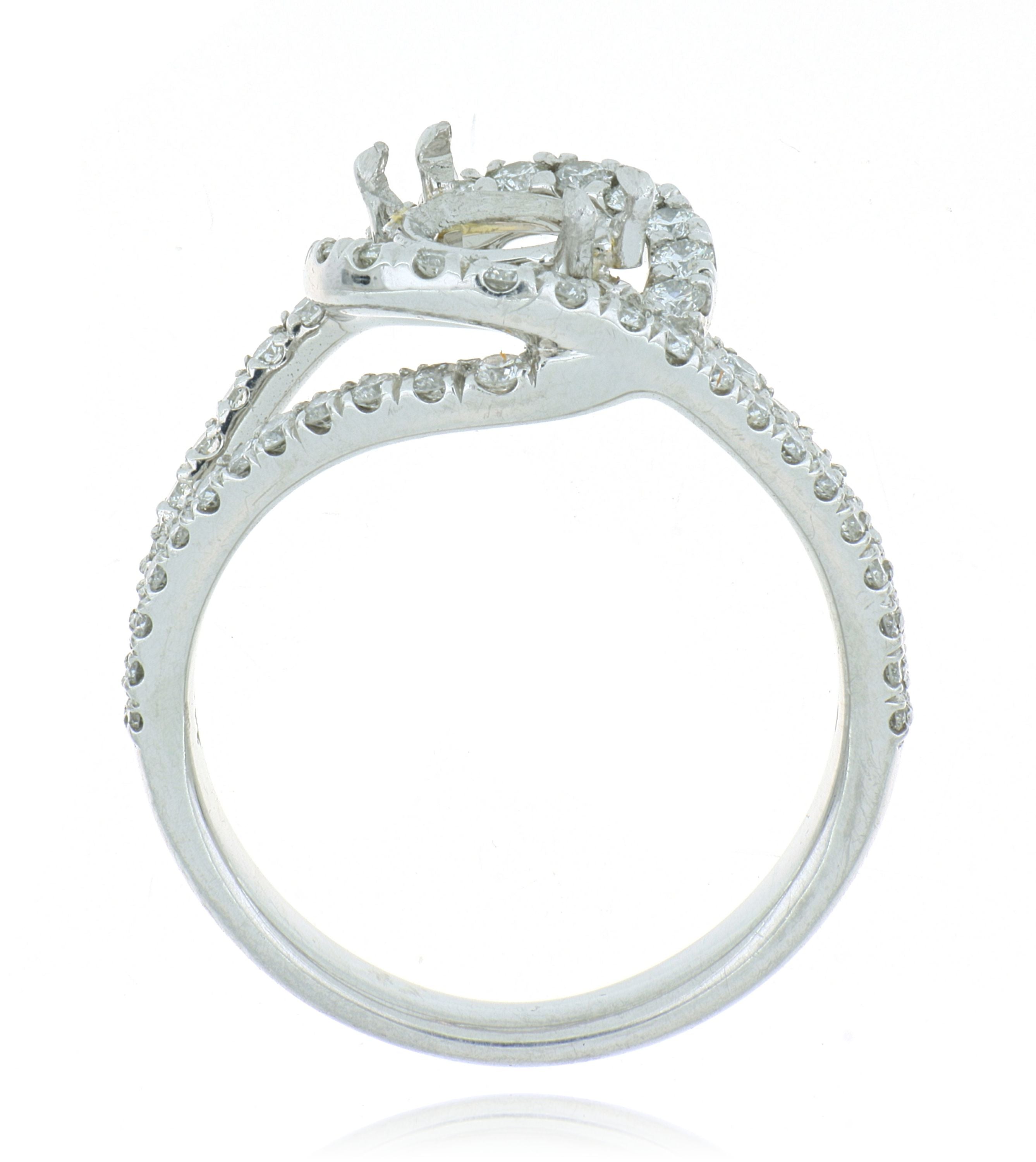 Platinum Endeavor Diamond Halo Semi Mount - Charles Koll Jewelers