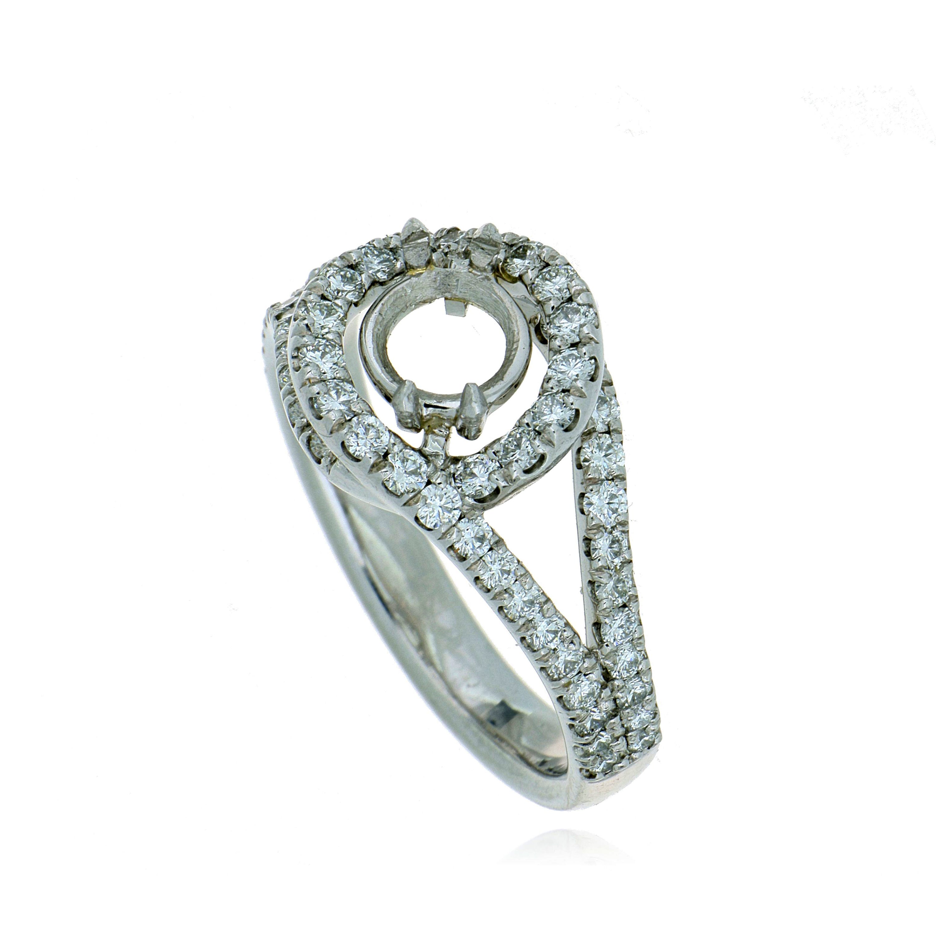 Platinum Endeavor Diamond Halo Semi Mount - Charles Koll Jewelers