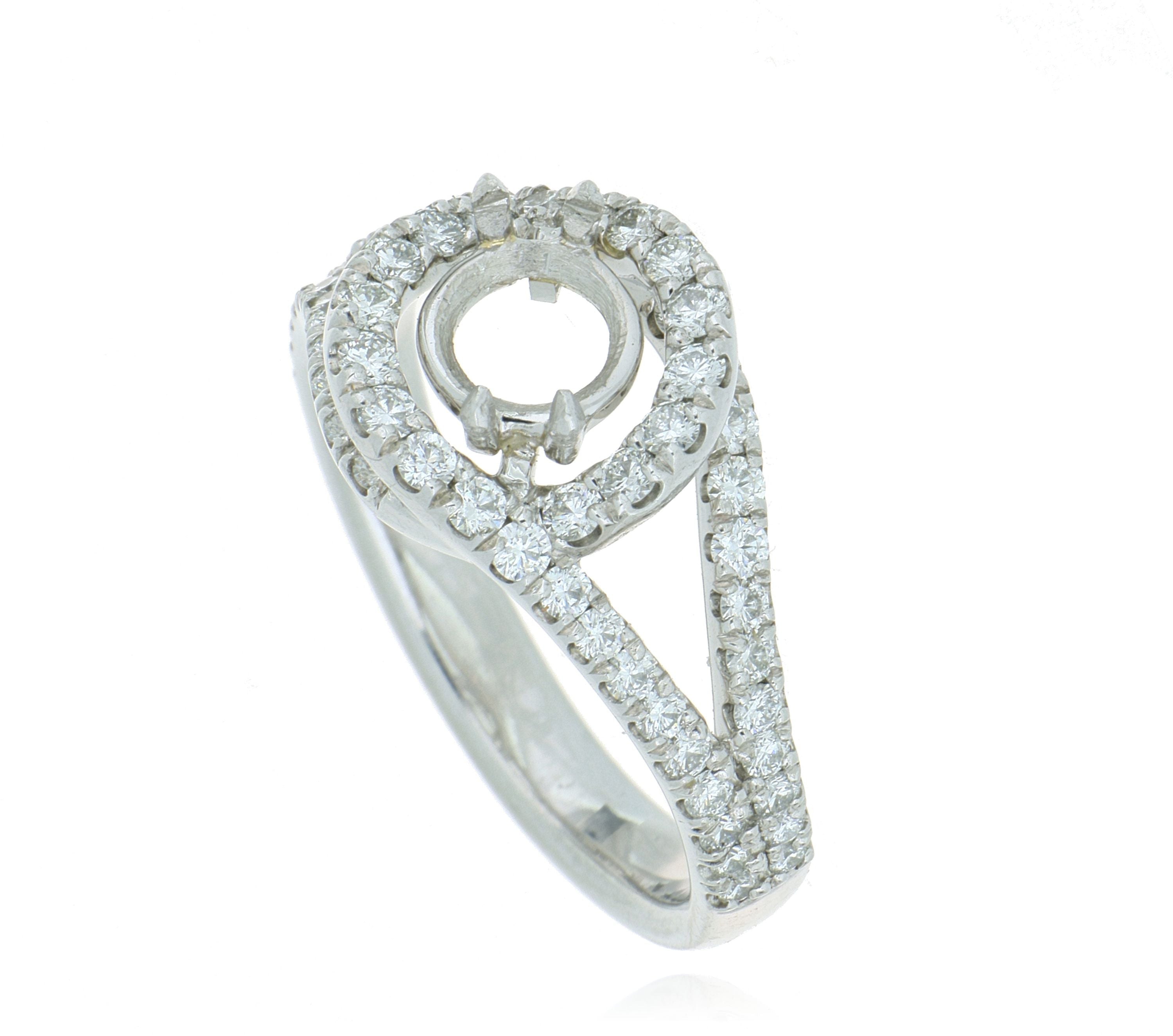 Platinum Endeavor Diamond Halo Semi Mount - Charles Koll Jewelers