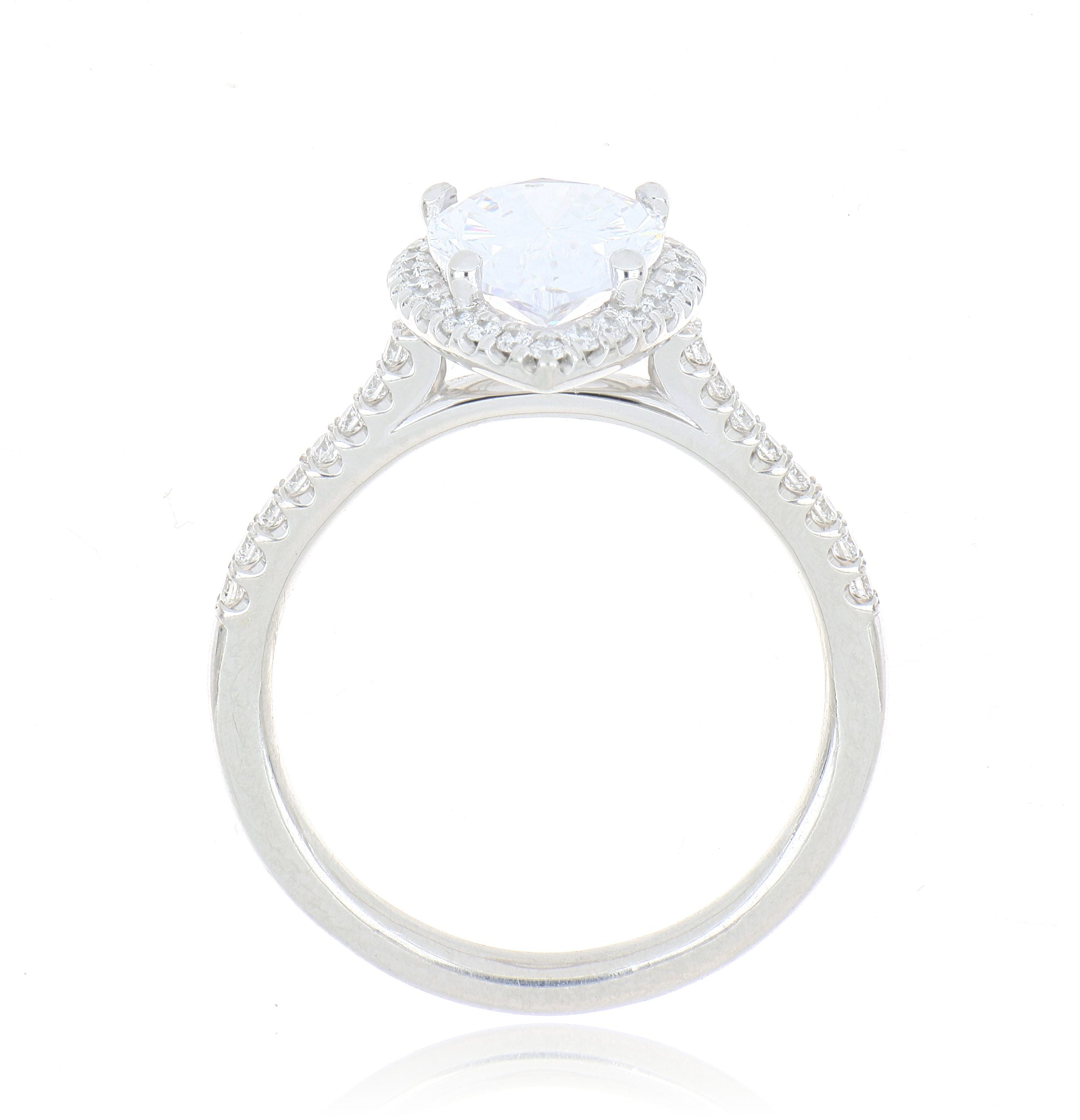 Platinum Diamond Accented Marquise Halo Engagement Ring Semi-Mount - Charles Koll Jewelers