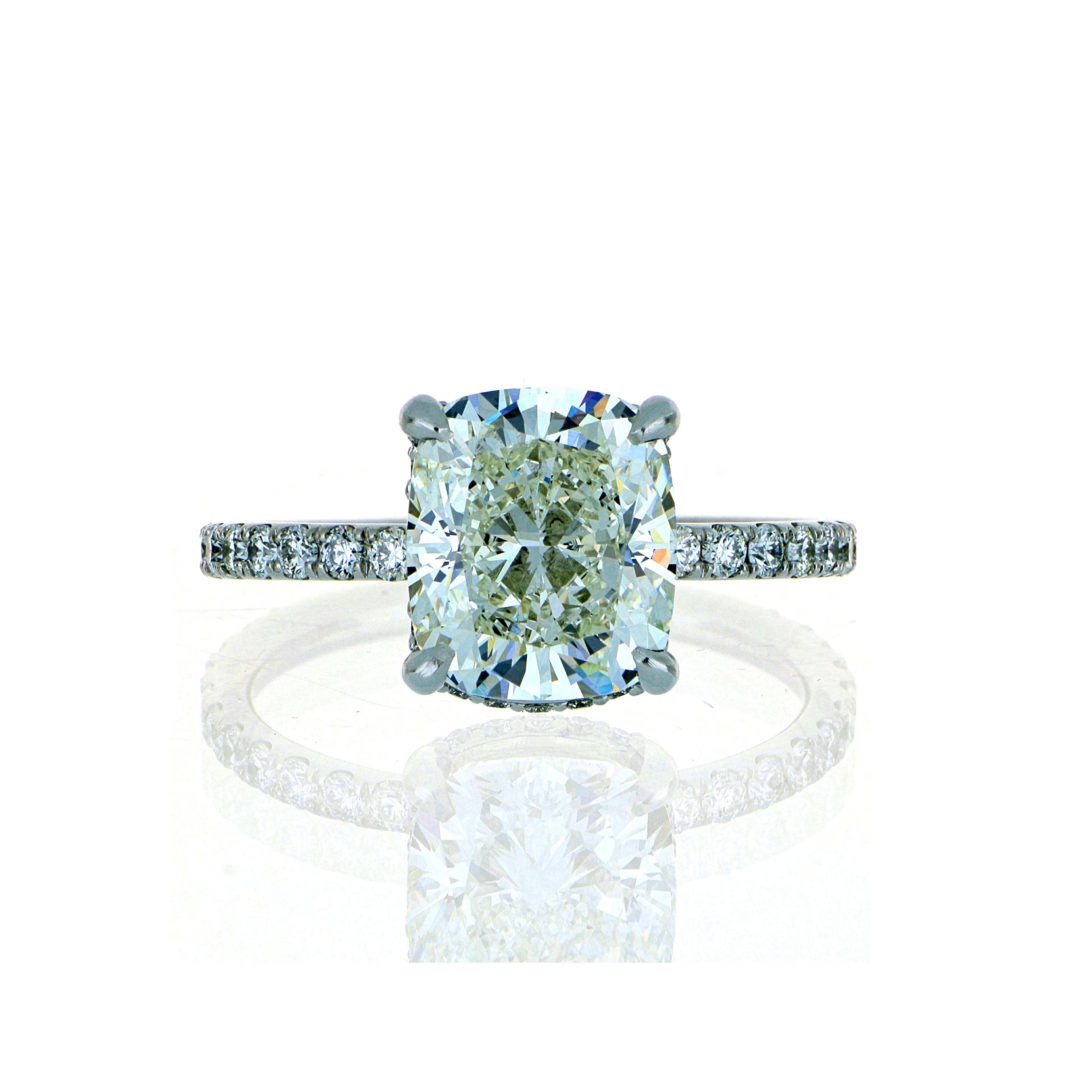 Platinum Cushion Shaped Diamond Engagement Ring
