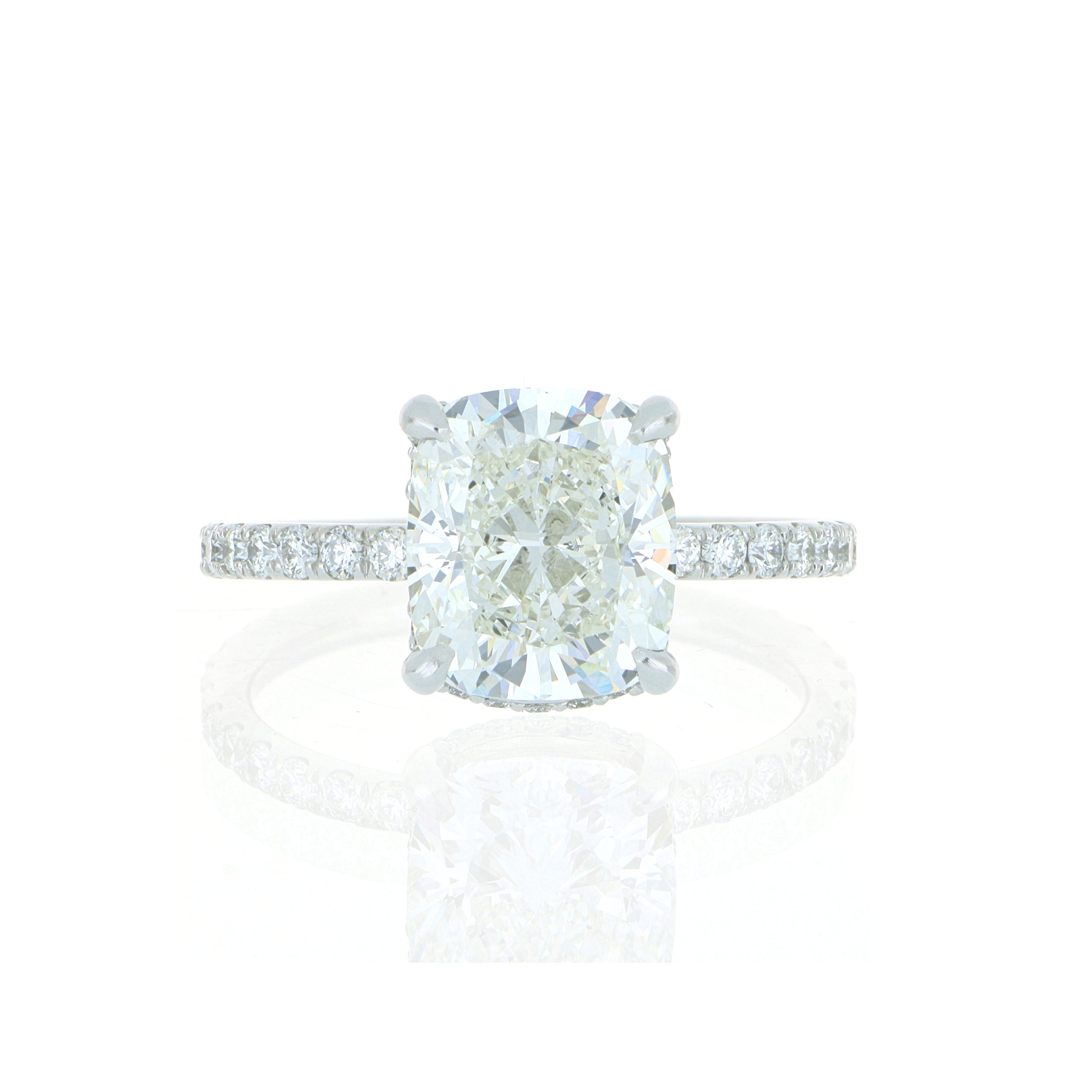 Platinum Cushion Shaped Diamond Engagement Ring