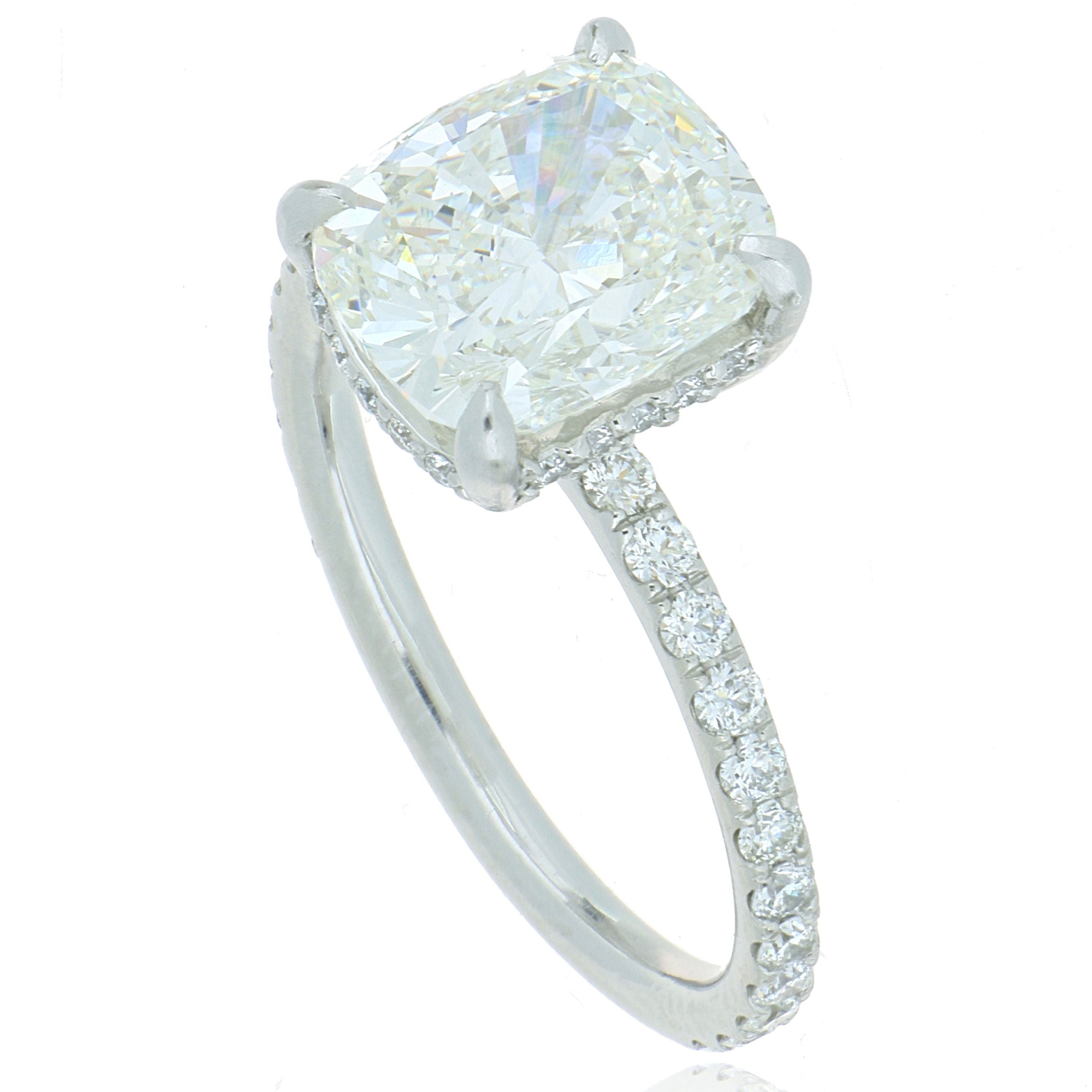 Platinum Cushion Shaped Diamond Engagement Ring - Charles Koll Jewelers