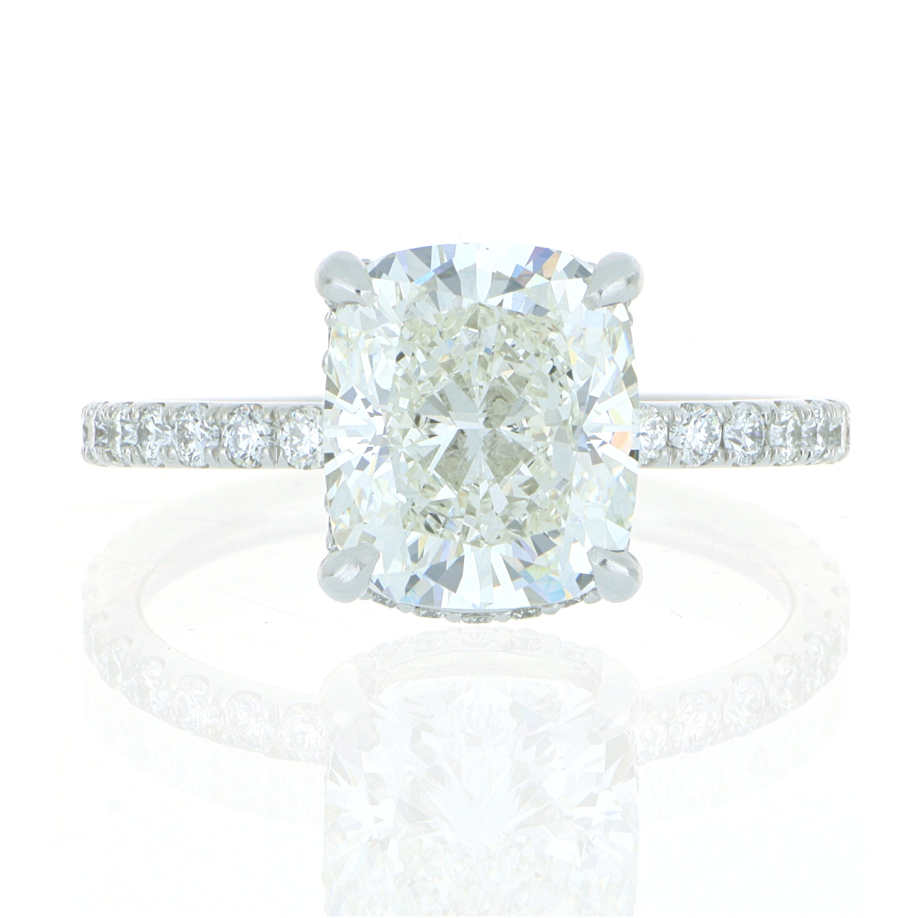 Platinum Cushion Shaped Diamond Engagement Ring - Charles Koll Jewelers