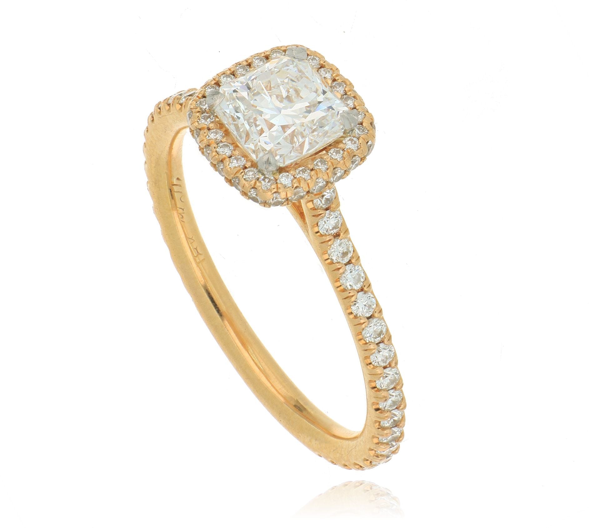 18k Rose Gold Diamond Halo Engagement Ring - Charles Koll Jewelers