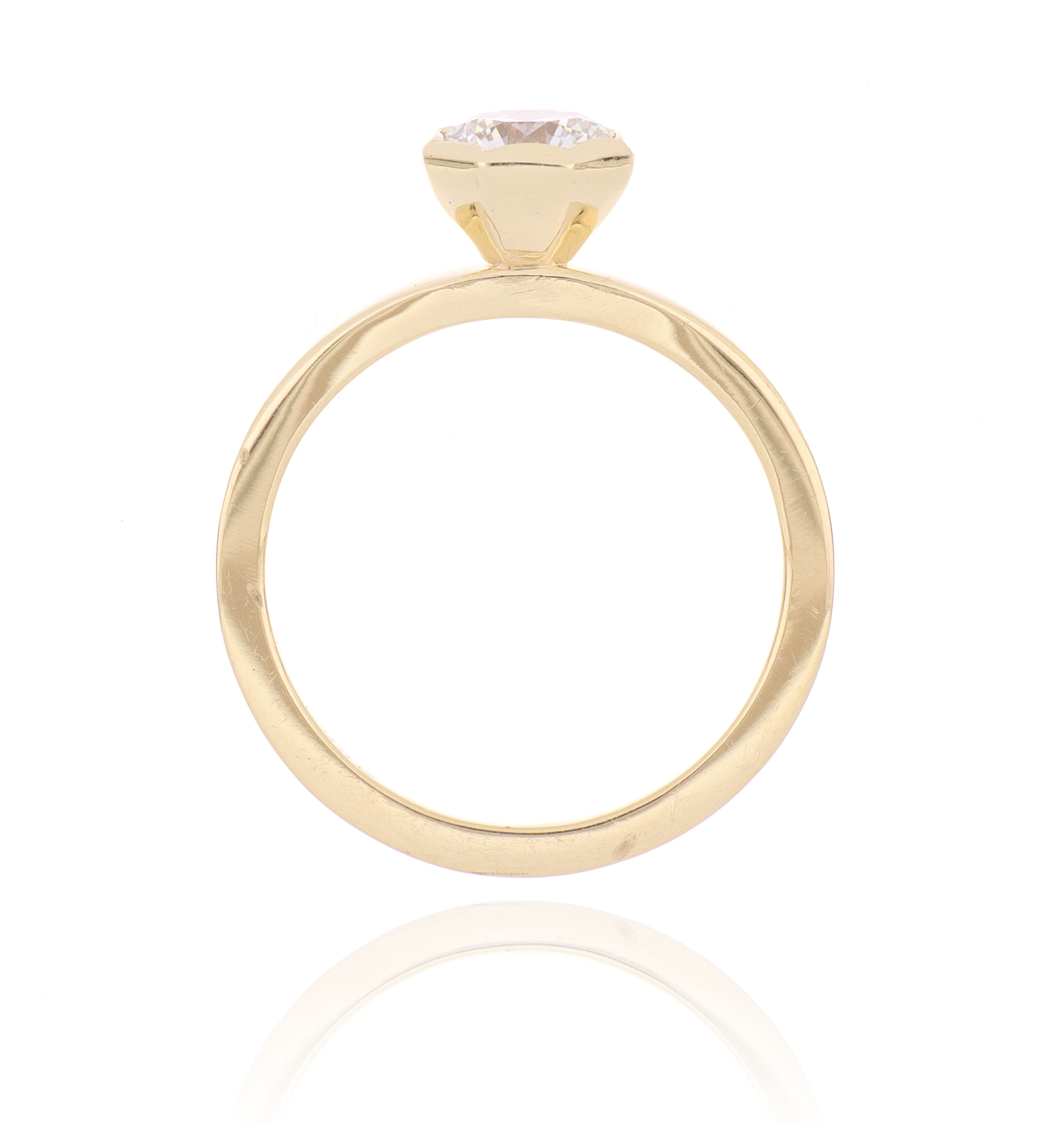 18k Yellow Gold Solitaire Bezel Diamond Engagement Ring - Charles Koll Jewelers