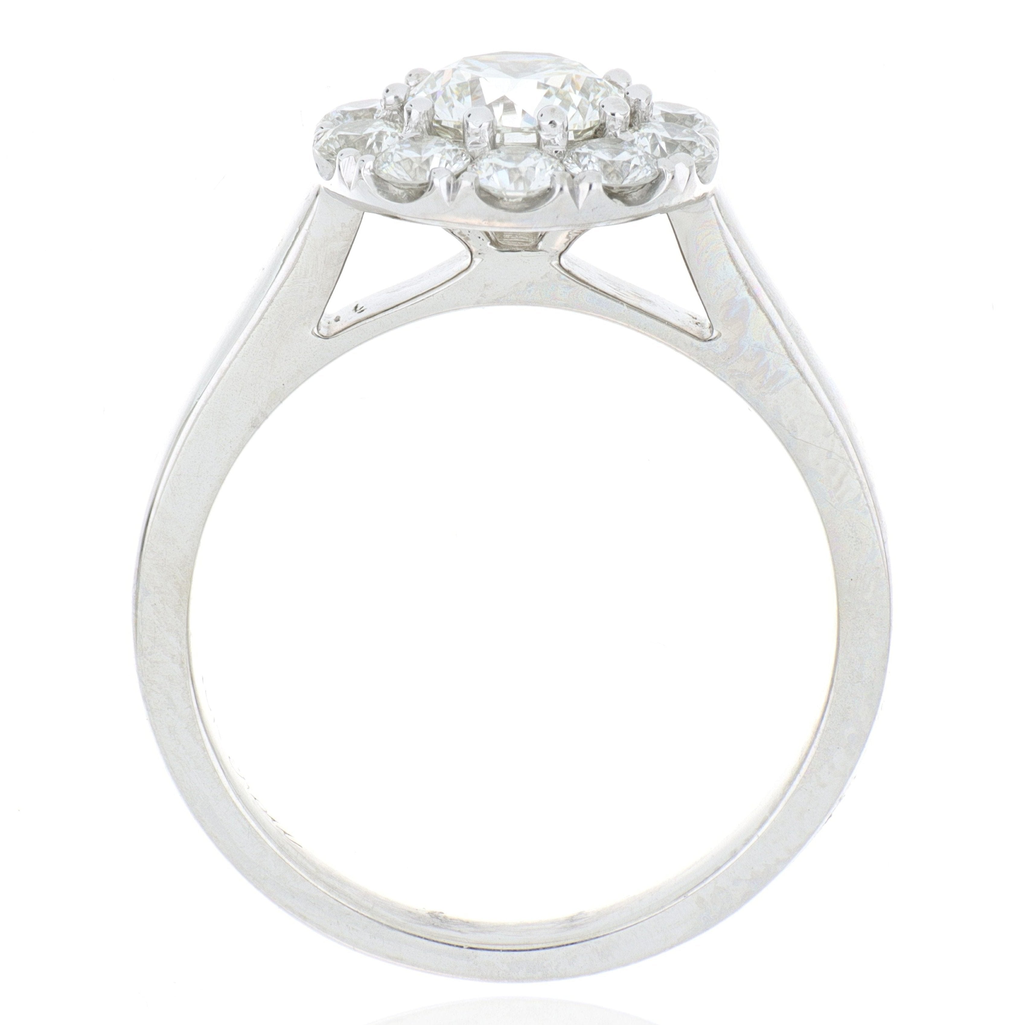 18k White Gold Simple Solitaire Halo Engagement Ring