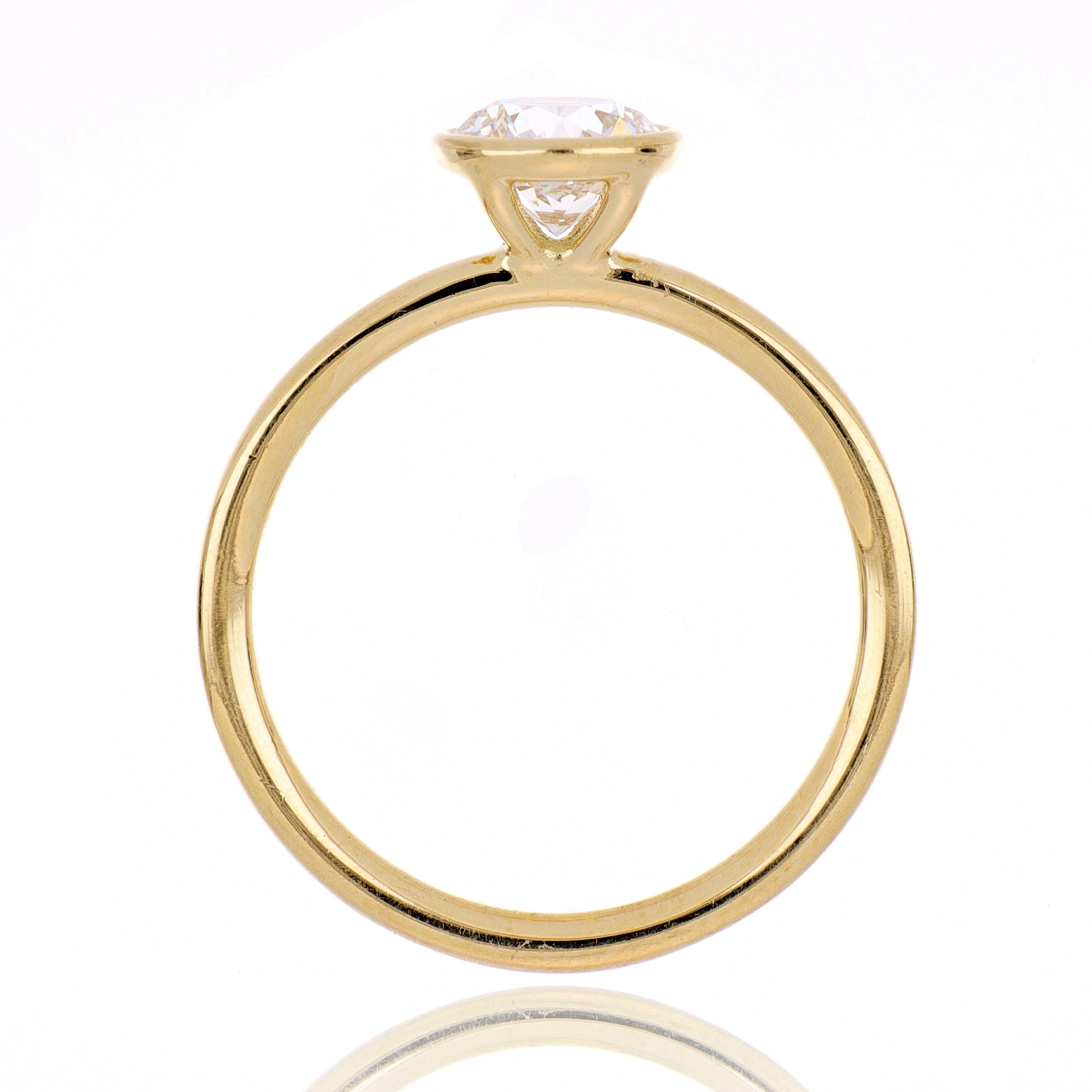 18k Yellow Gold Diamond Solitaire Engagement Ring - Charles Koll Jewelers
