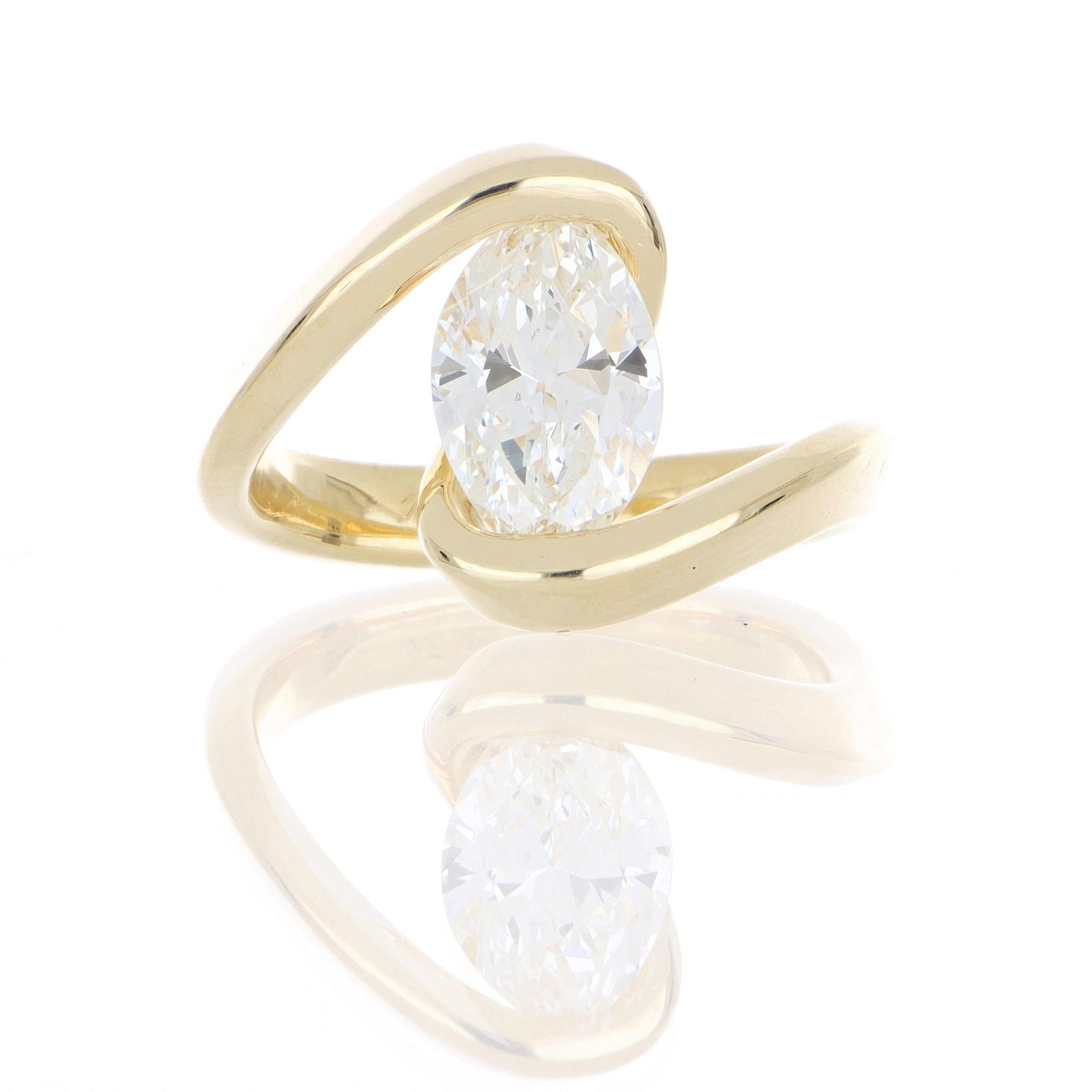 18k Yellow Gold Custom  Marquise Solitaire Engagement Ring