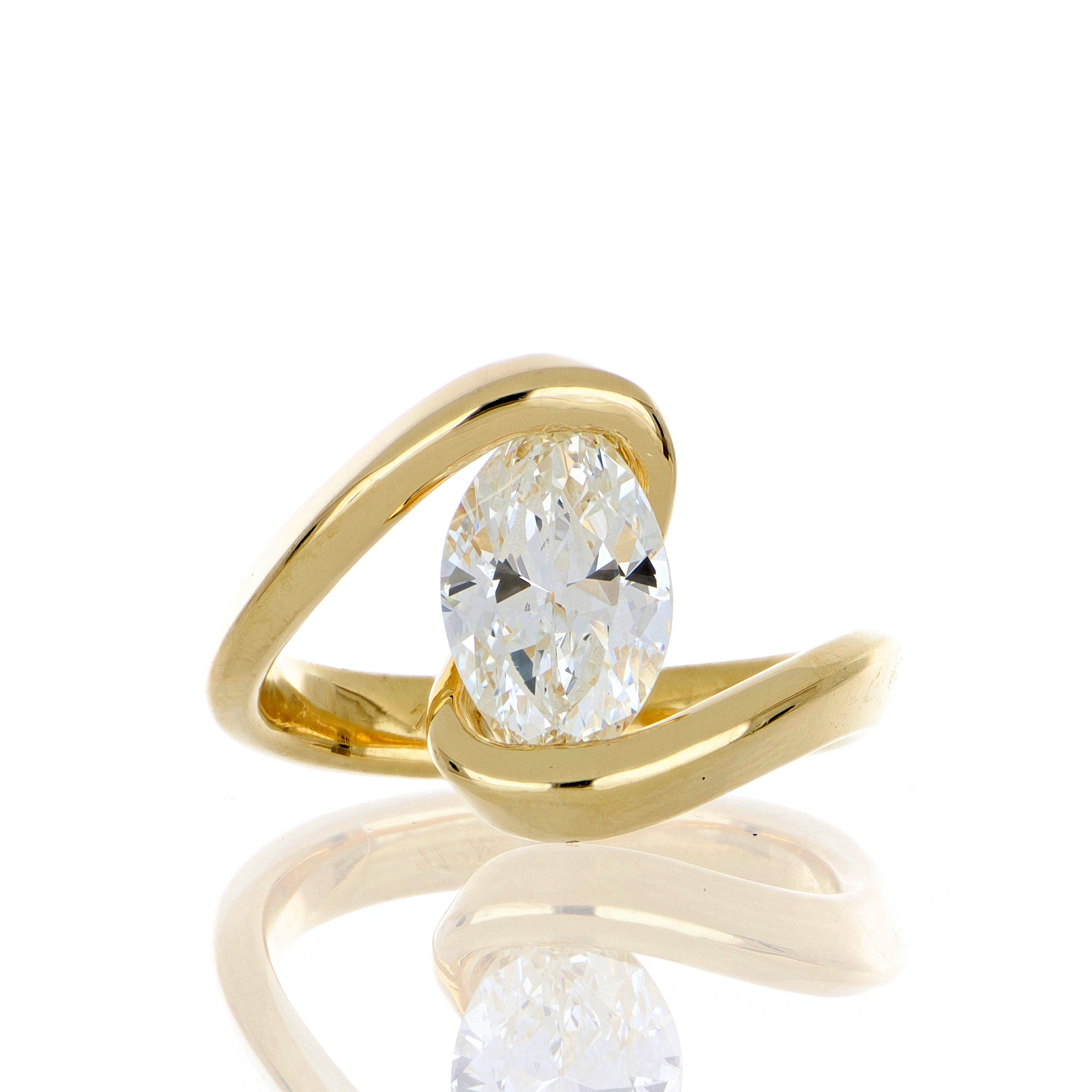18k Yellow Gold Custom Marquise Solitaire Engagement Ring