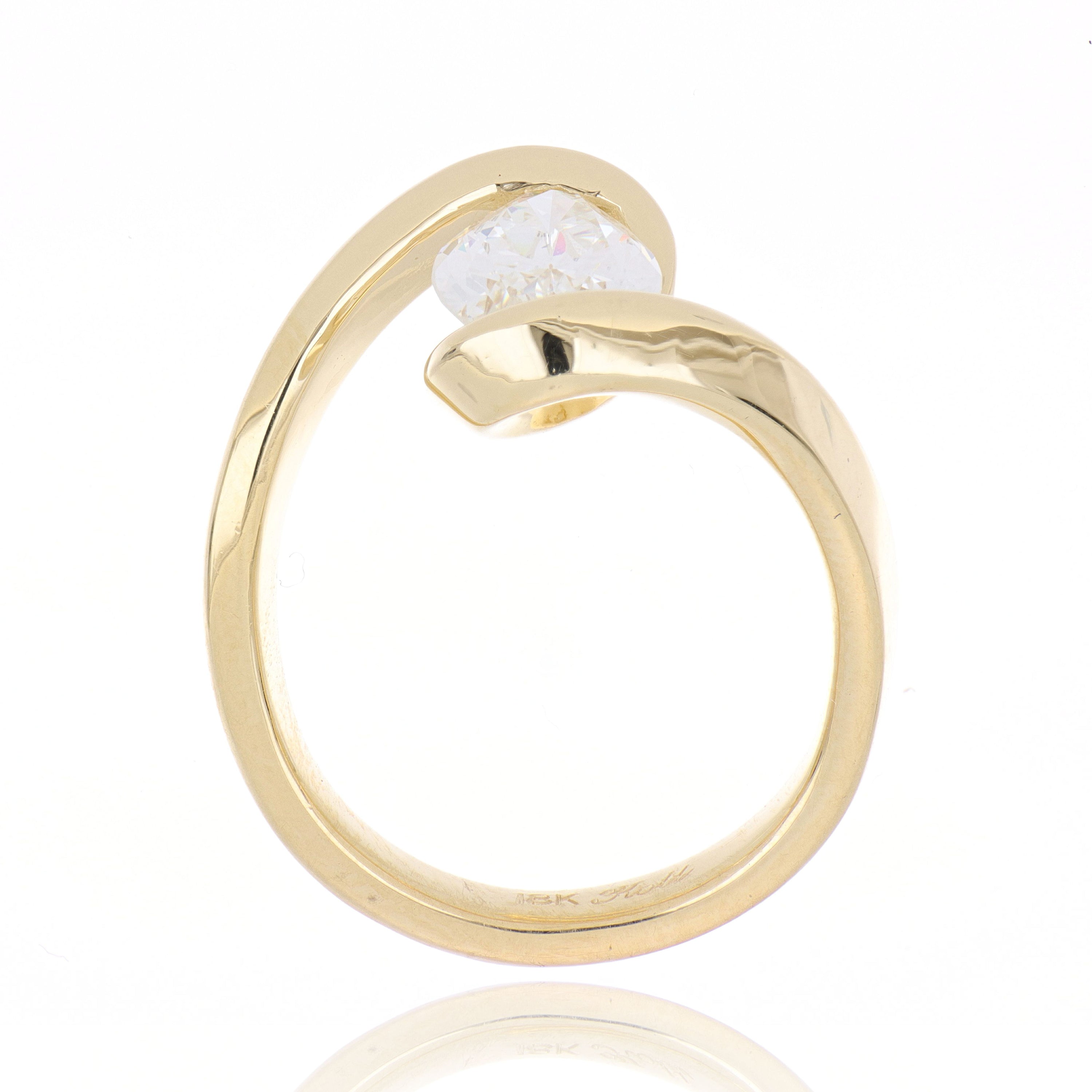 18k Yellow Gold Custom  Marquise Solitaire Engagement Ring