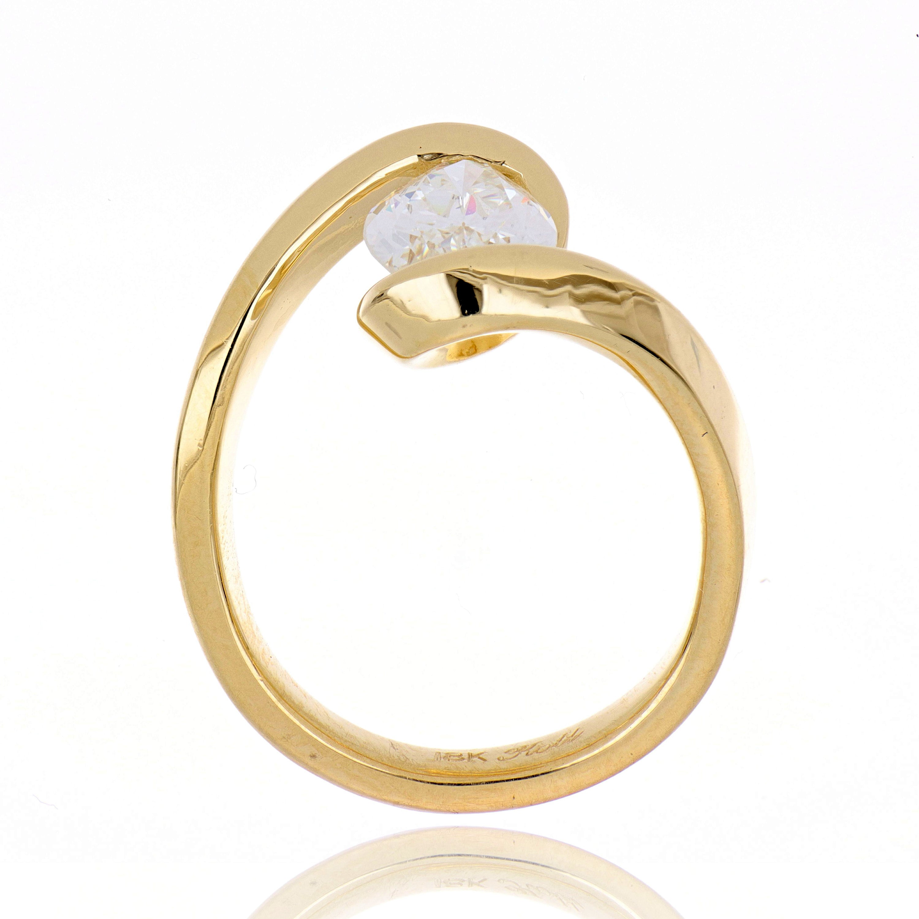 18k Yellow Gold Custom Marquise Solitaire Engagement Ring