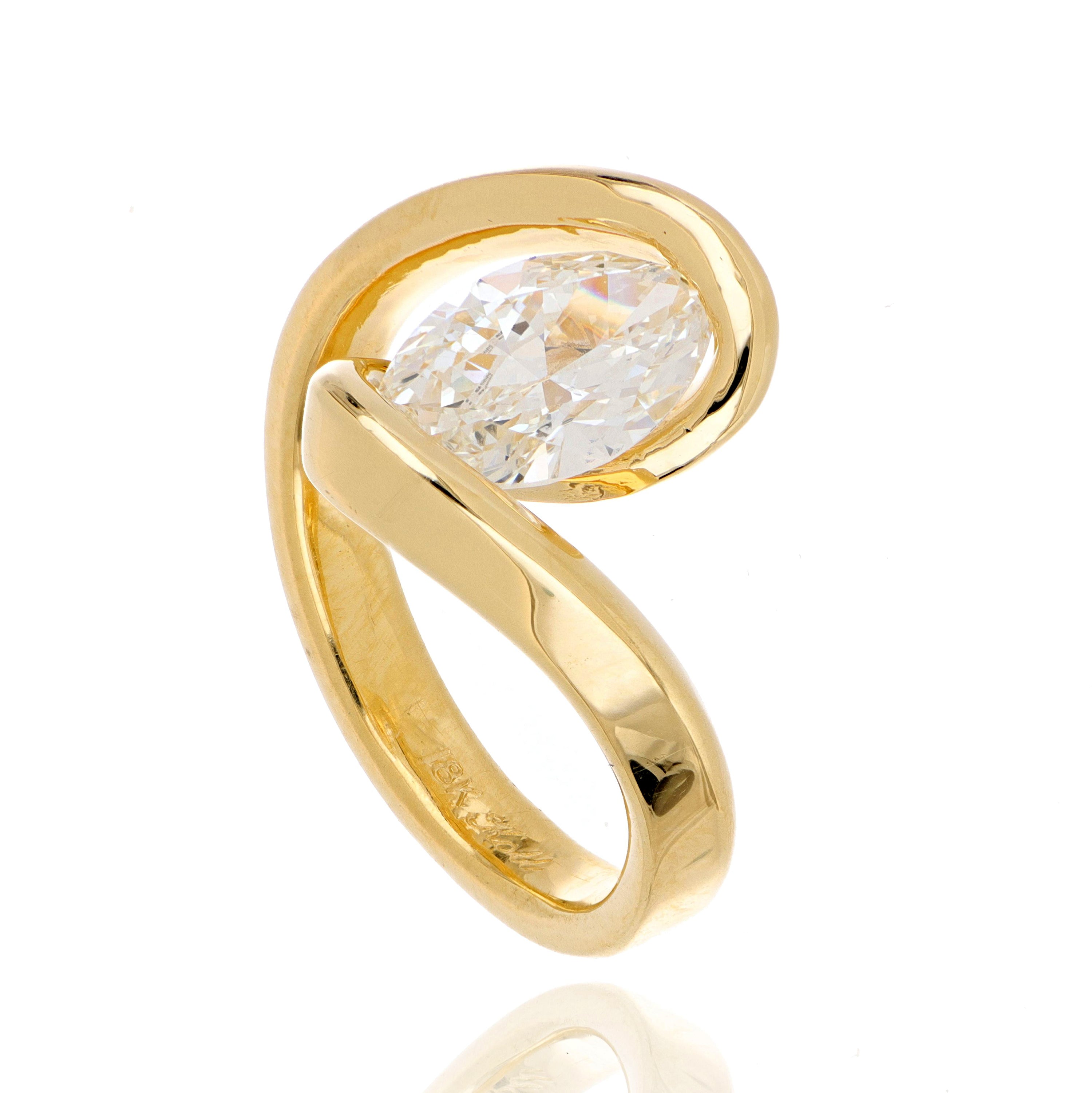 18k Yellow Gold Custom Marquise Solitaire Engagement Ring