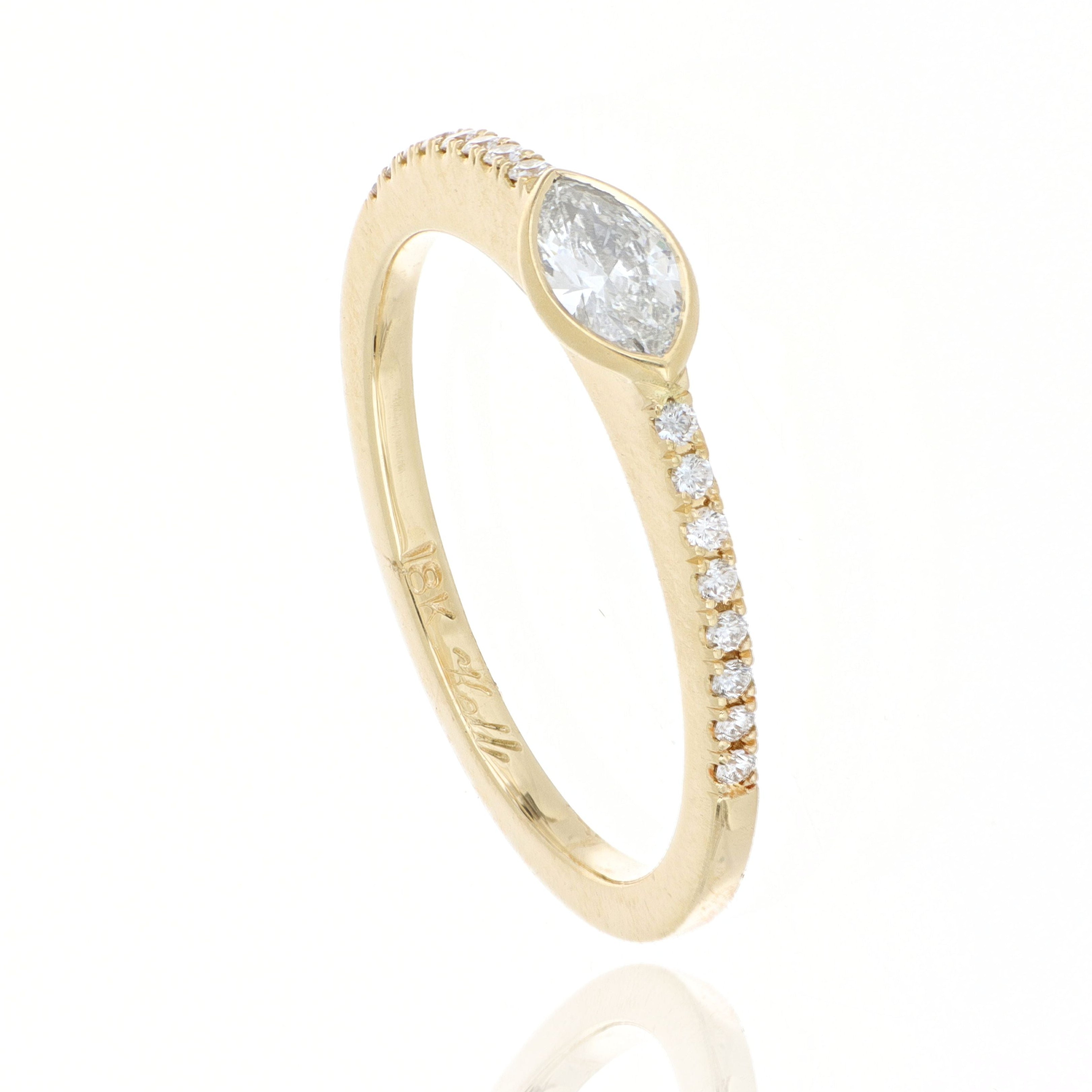 18k Yellow Gold Marquise Shaped Diamond Ring - Charles Koll Jewelers