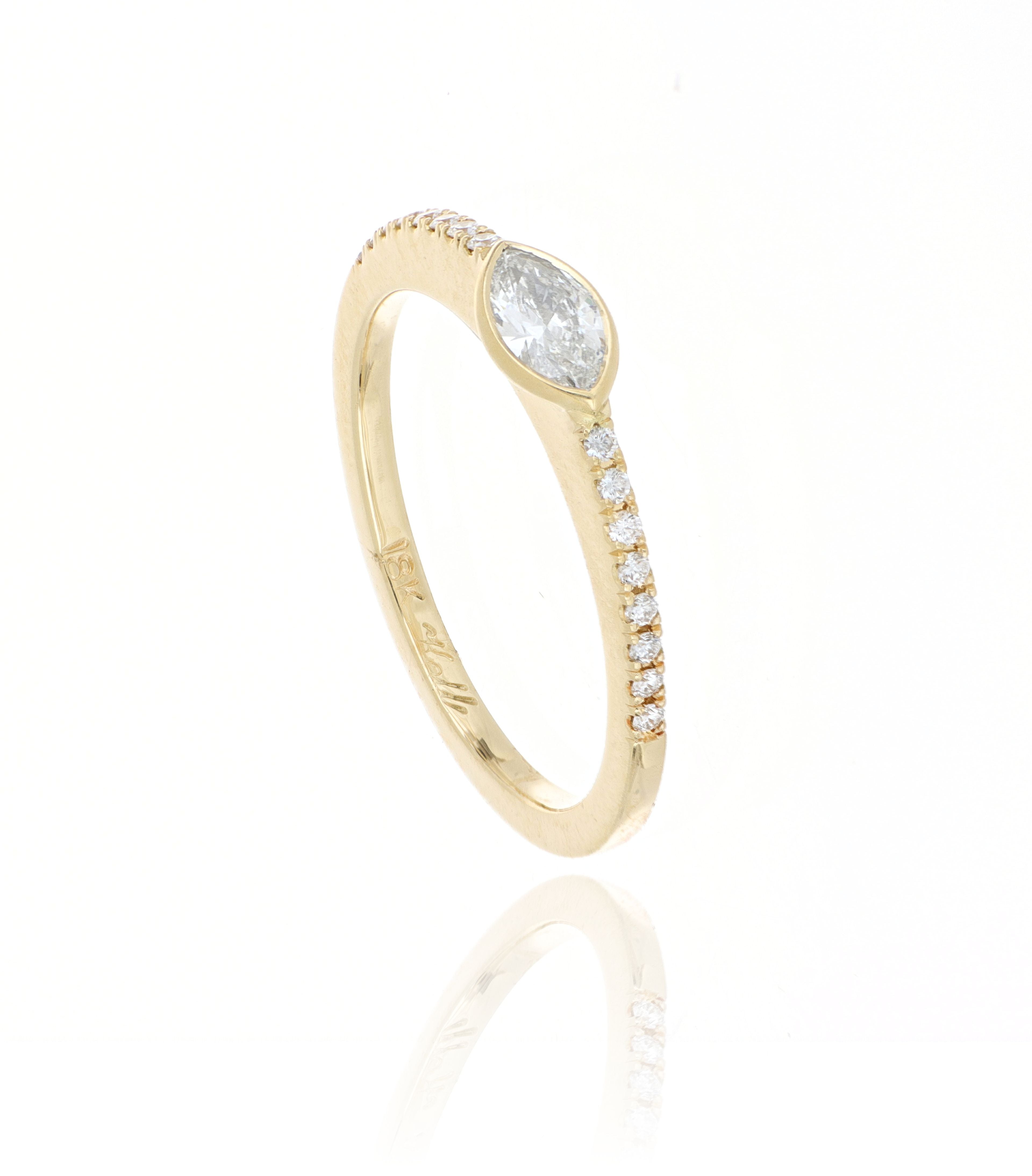 18k Yellow Gold Marquise Shaped Diamond Ring - Charles Koll Jewelers