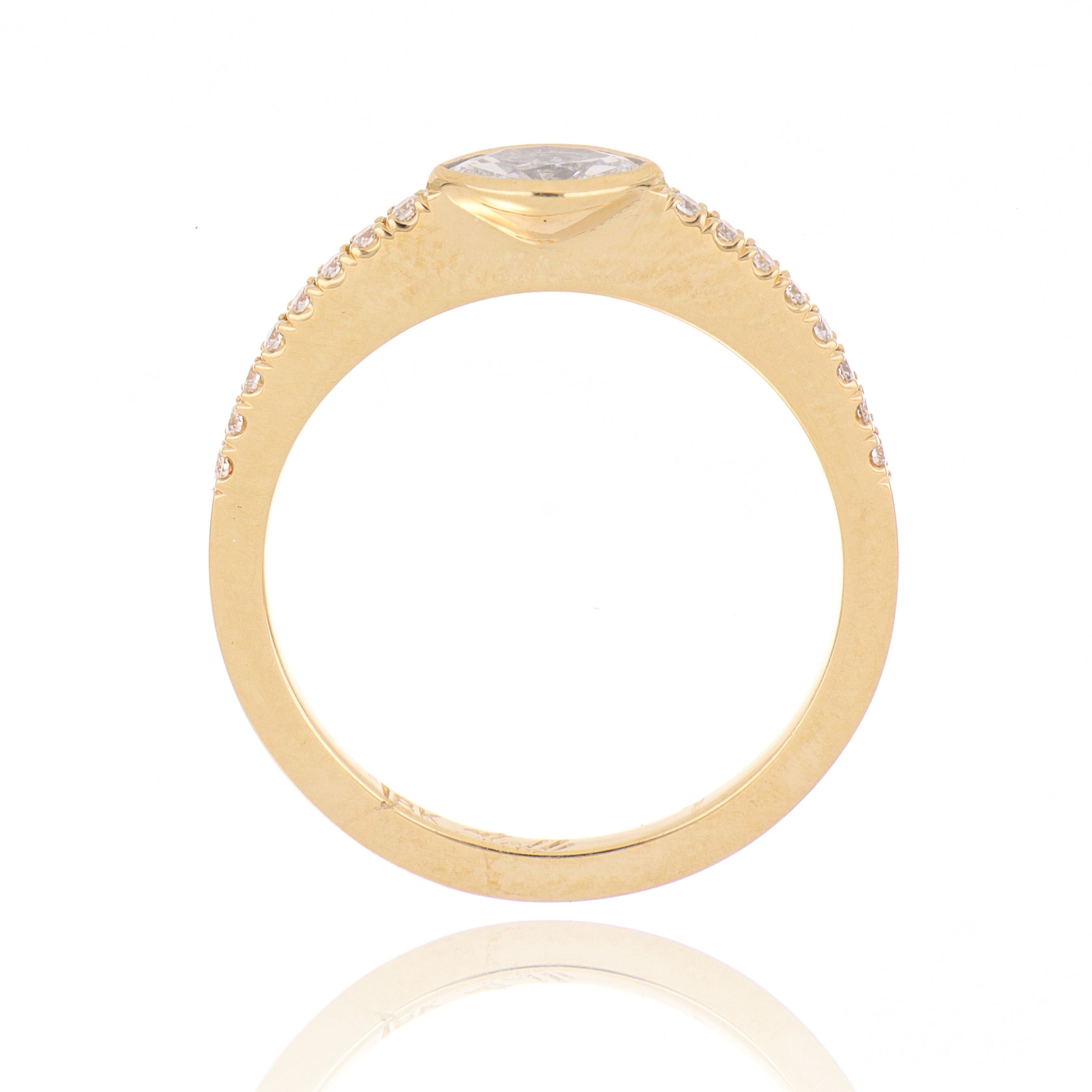 18k Yellow Gold Marquise Shaped Diamond Ring - Charles Koll Jewelers