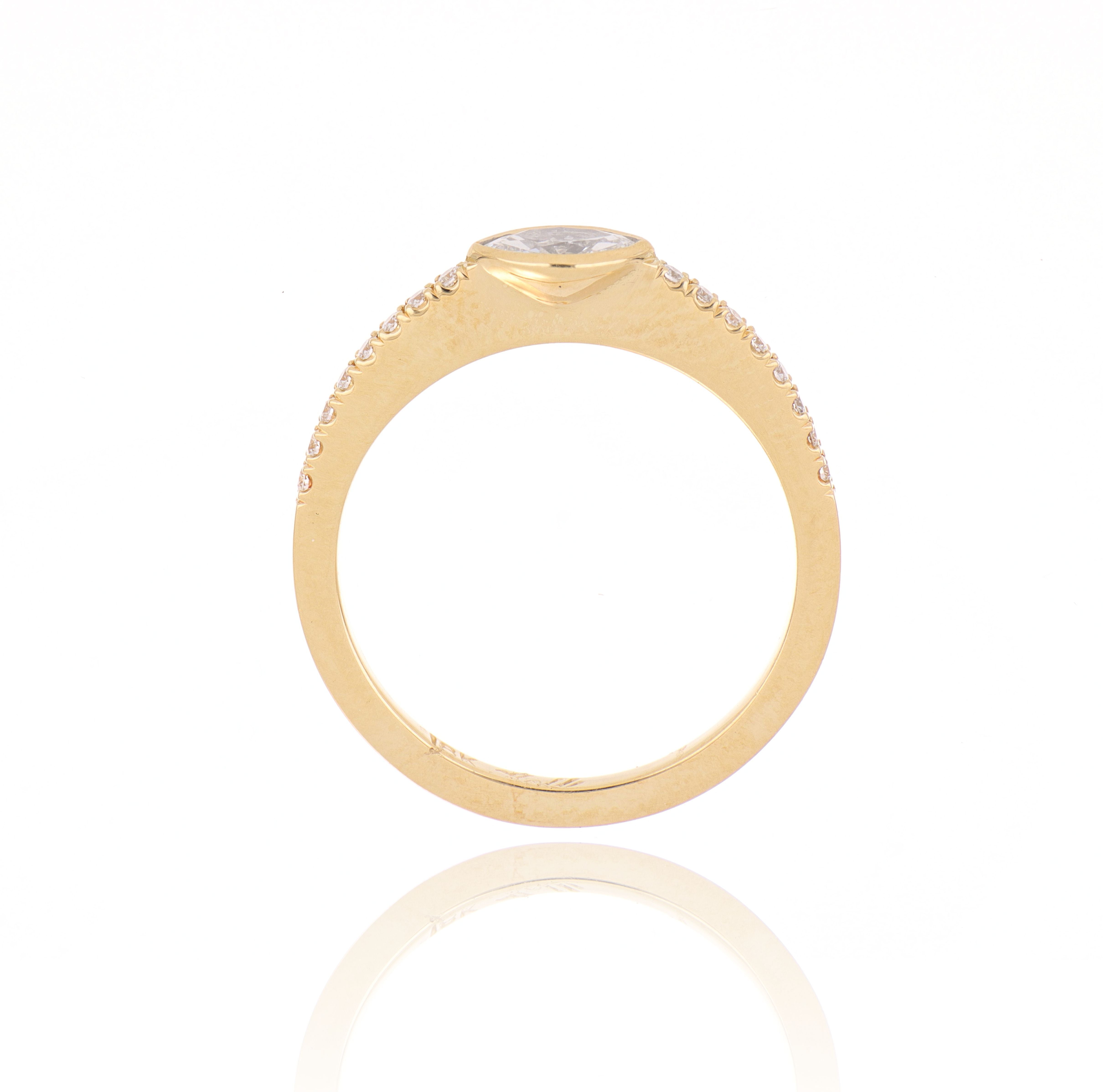 18k Yellow Gold Marquise Shaped Diamond Ring - Charles Koll Jewelers