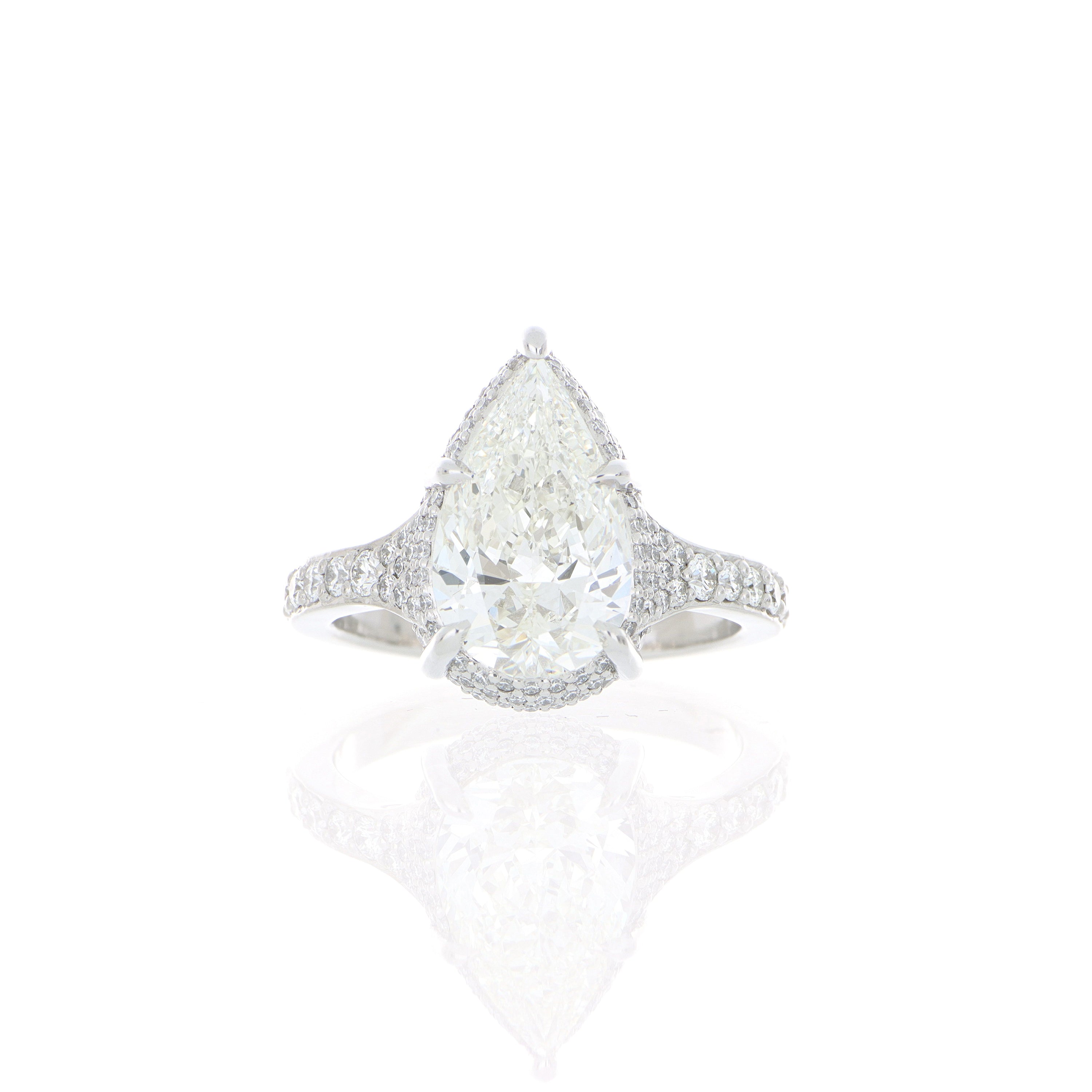 Platinum Pear Shaped Diamond Engagement Ring