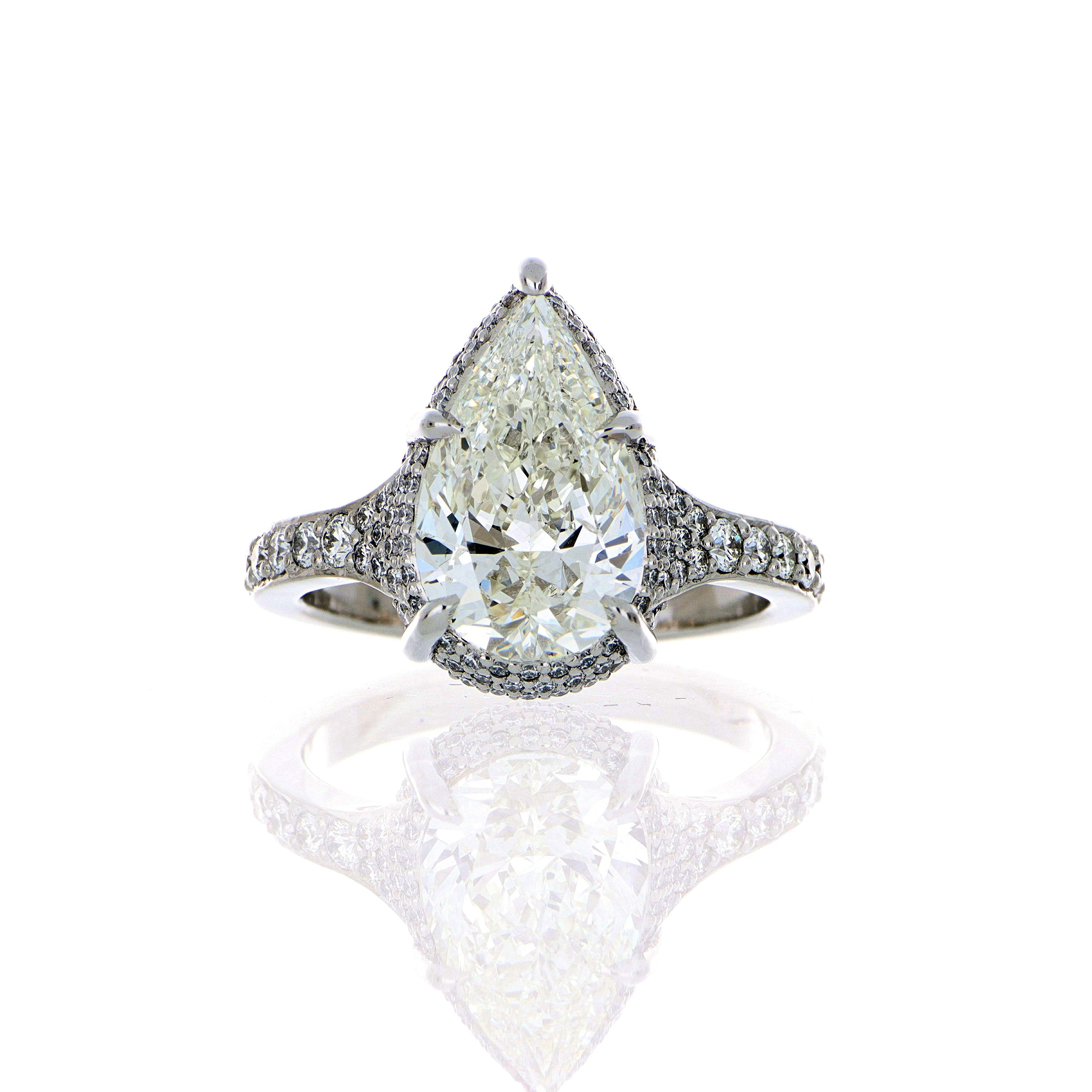 Platinum Pear Shaped Diamond Engagement Ring