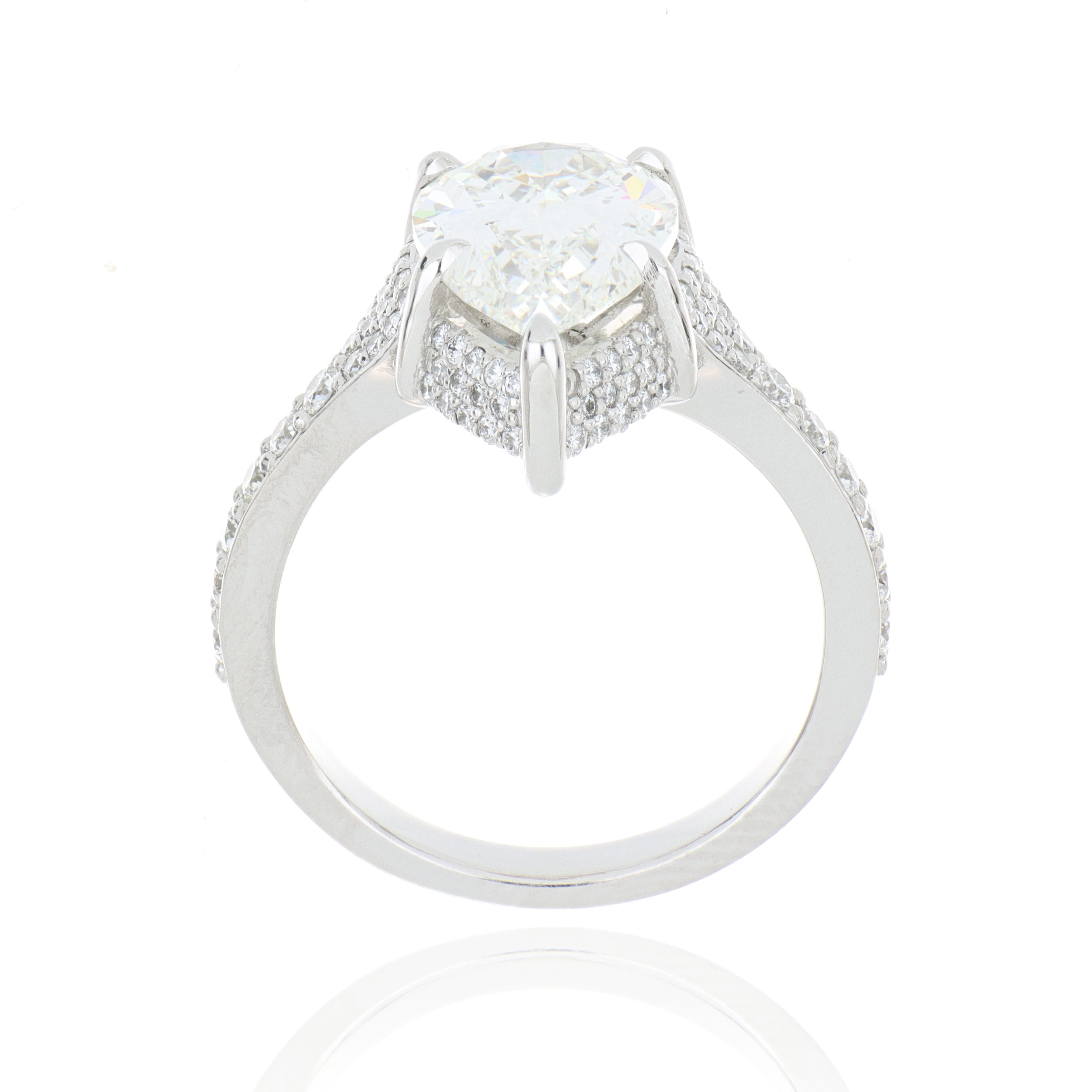 Platinum Pear Shaped Diamond Engagement Ring - Charles Koll Jewelers