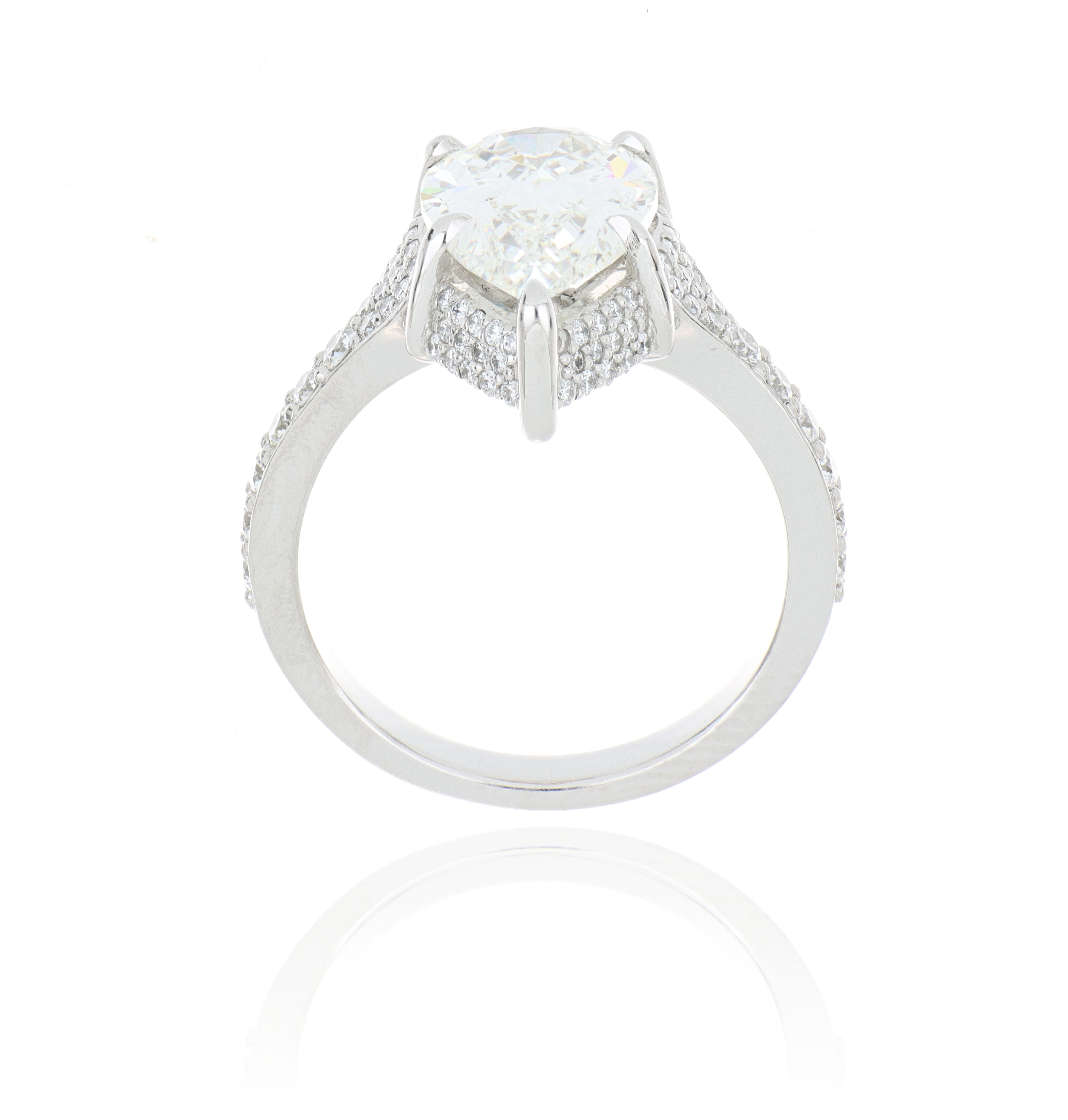 Platinum Pear Shaped Diamond Engagement Ring - Charles Koll Jewelers