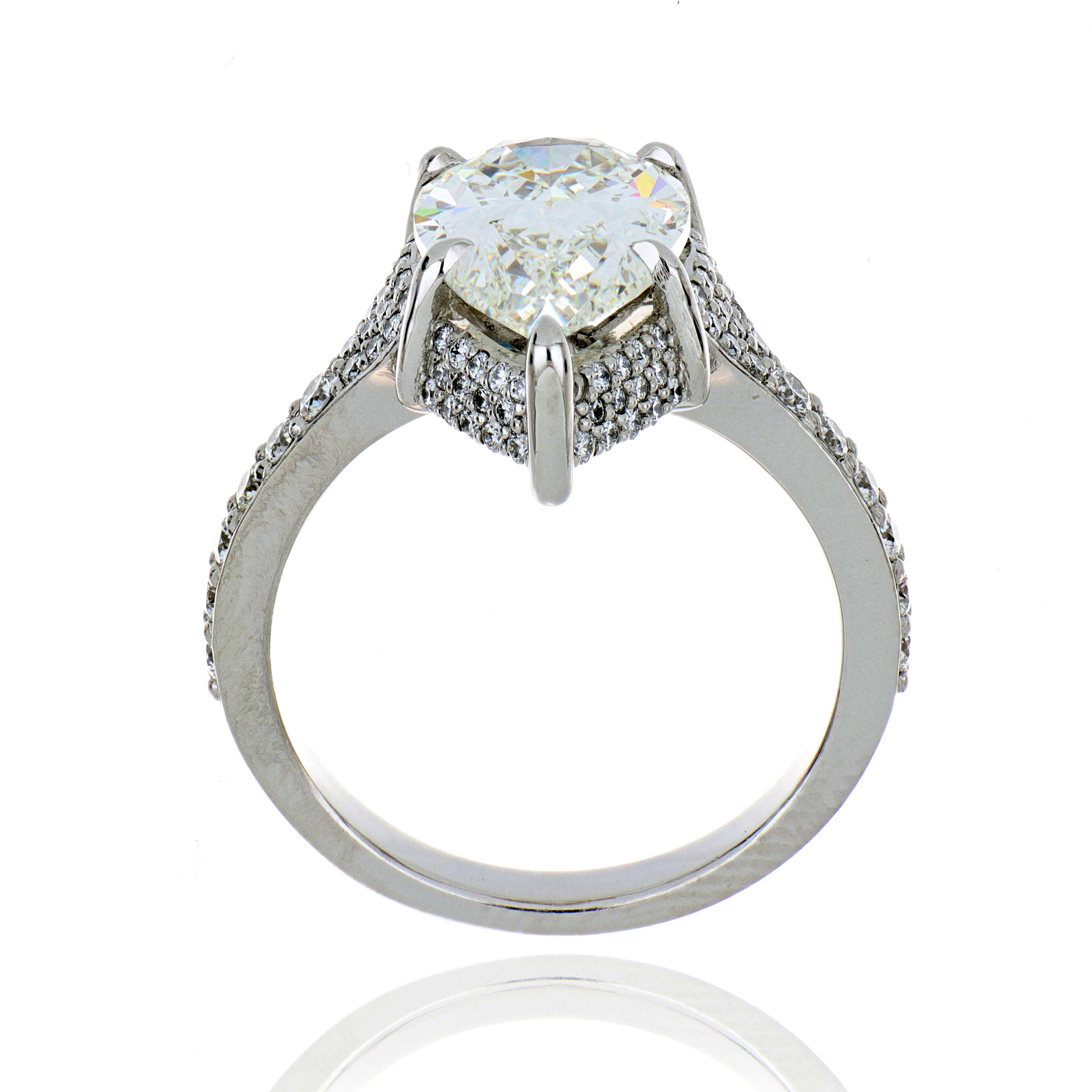 Platinum Pear Shaped Diamond Engagement Ring