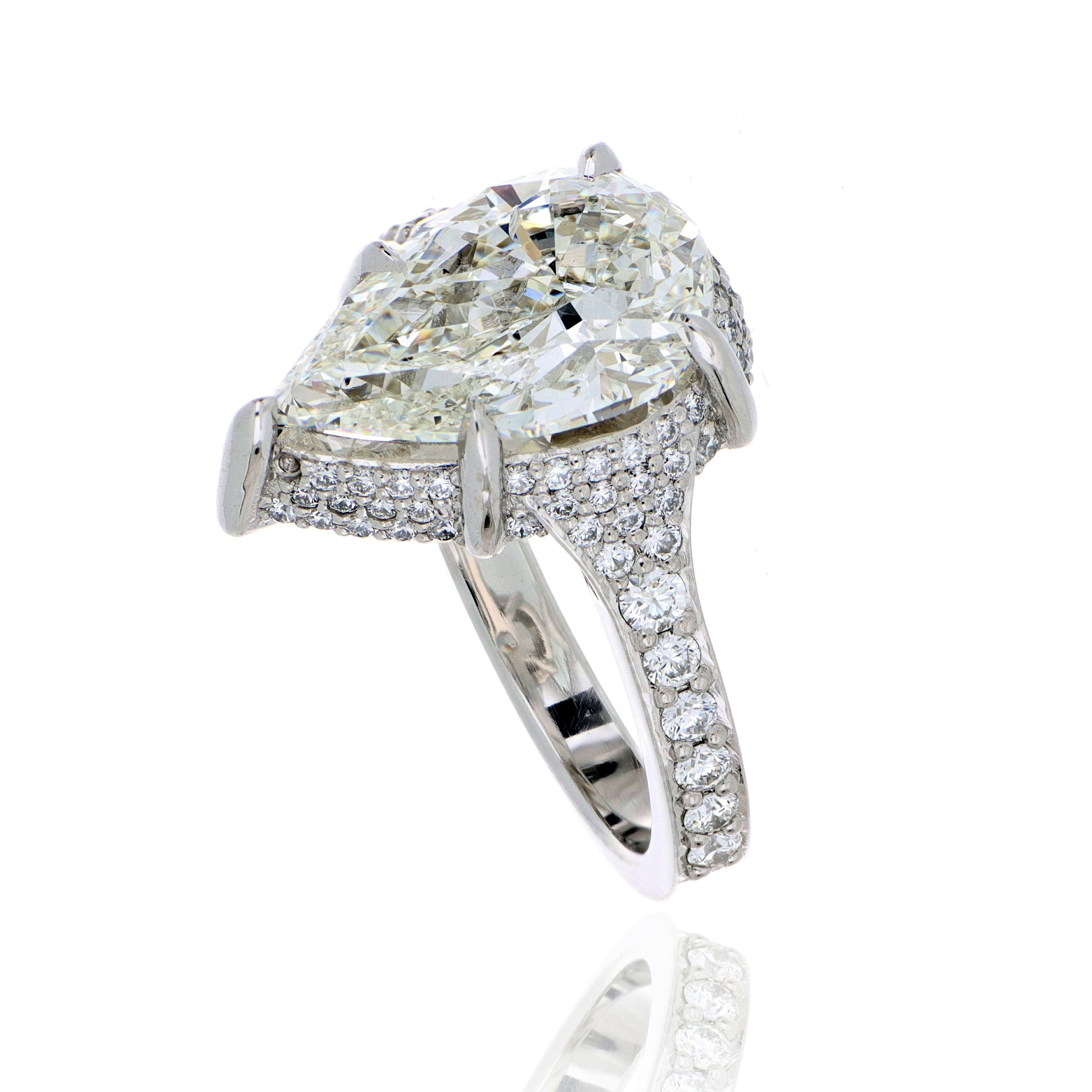 Platinum Pear Shaped Diamond Engagement Ring