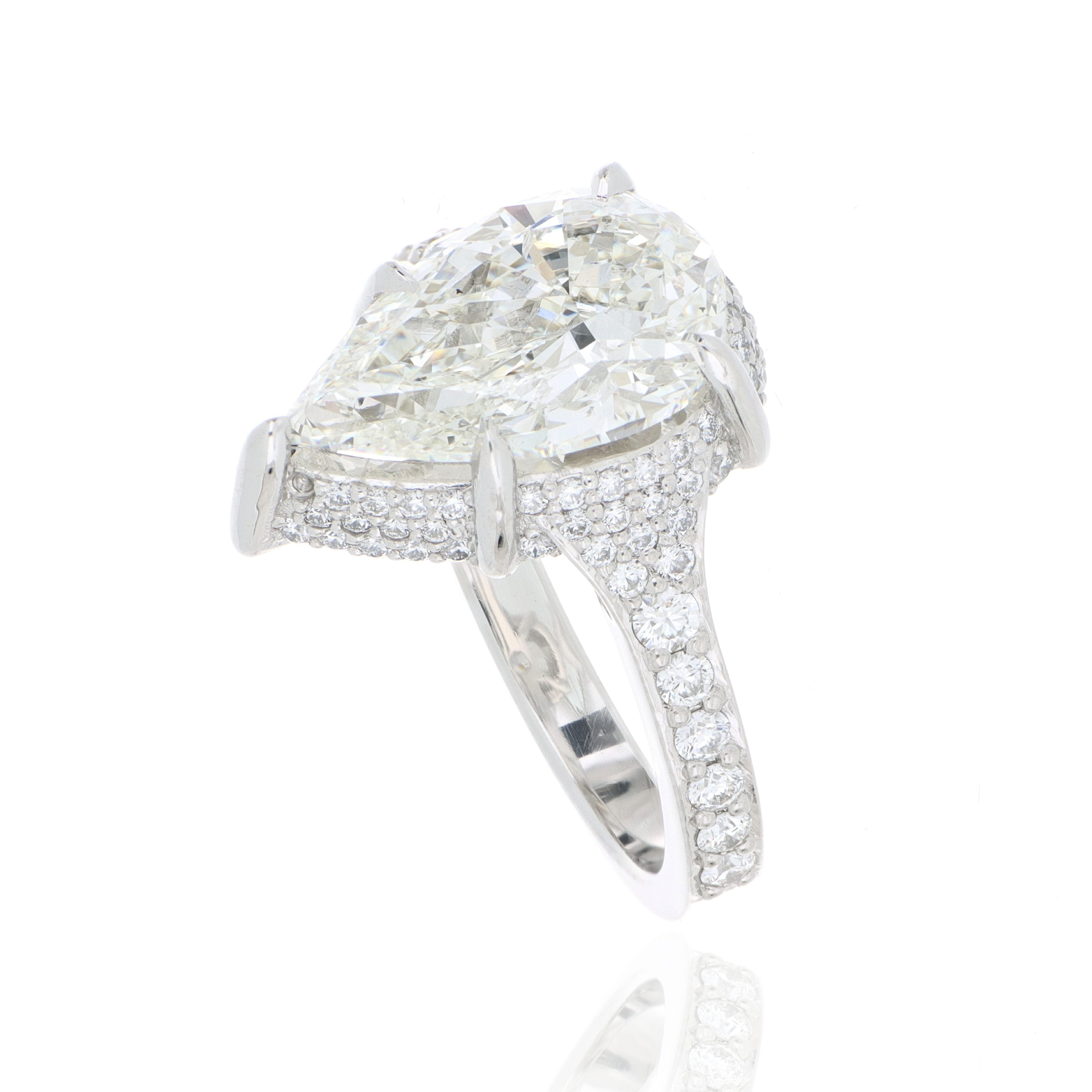 Platinum Pear Shaped Diamond Engagement Ring - Charles Koll Jewelers