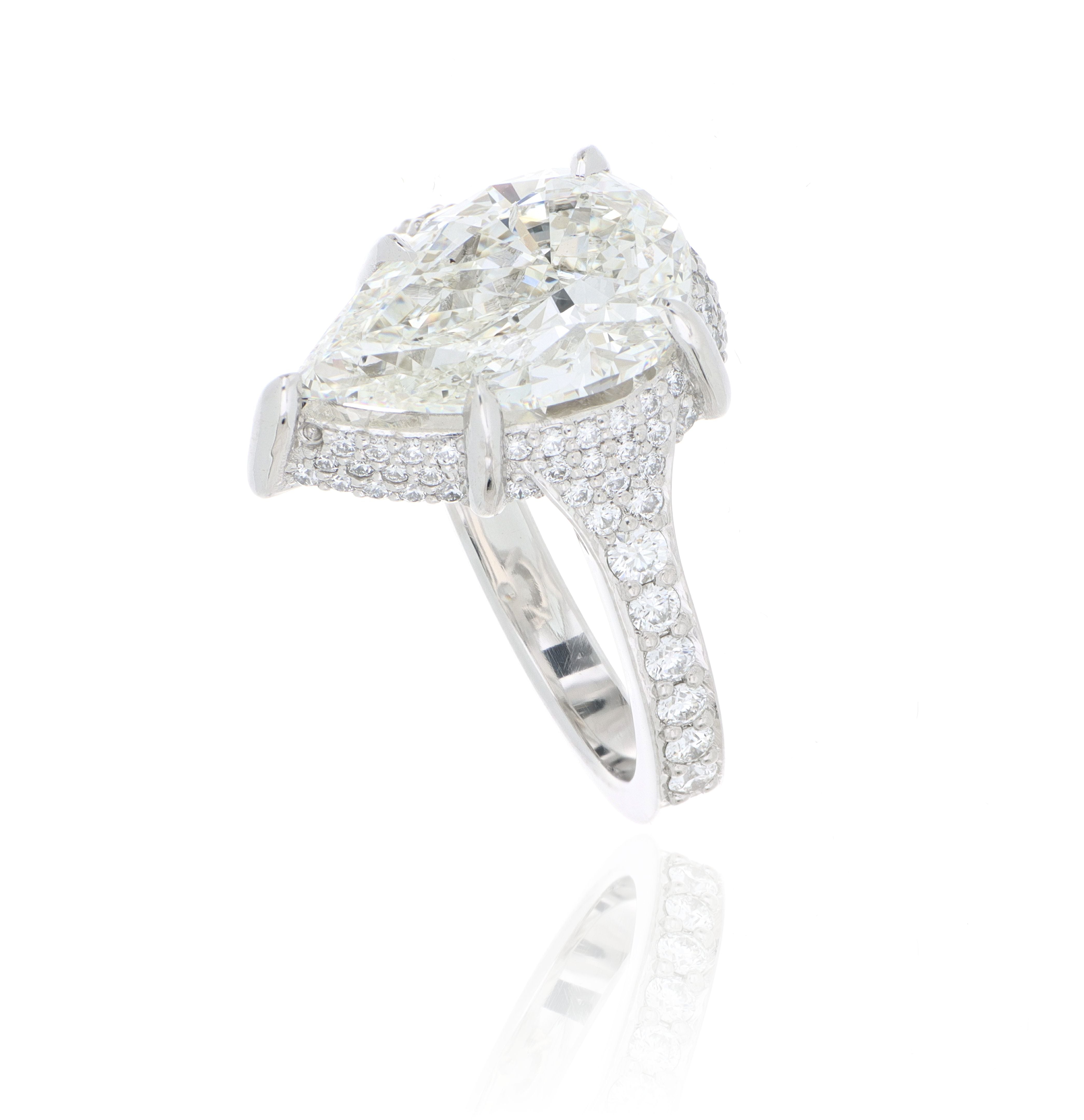 Platinum Pear Shaped Diamond Engagement Ring - Charles Koll Jewelers