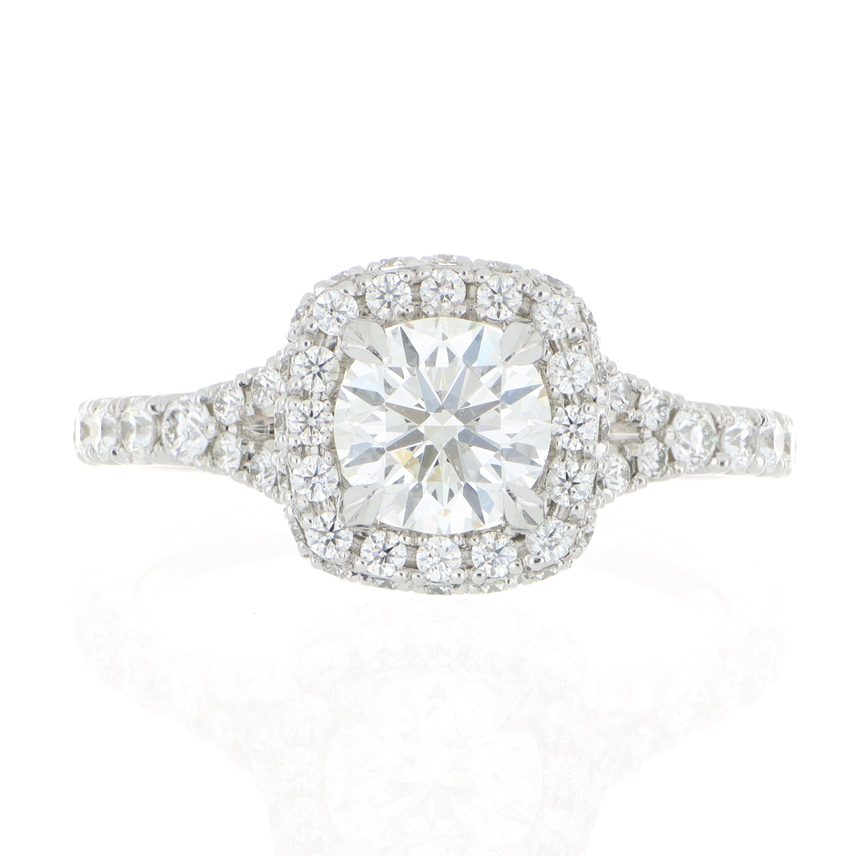 Platinum Diamond Halo Engagement Ring - Charles Koll Jewelers