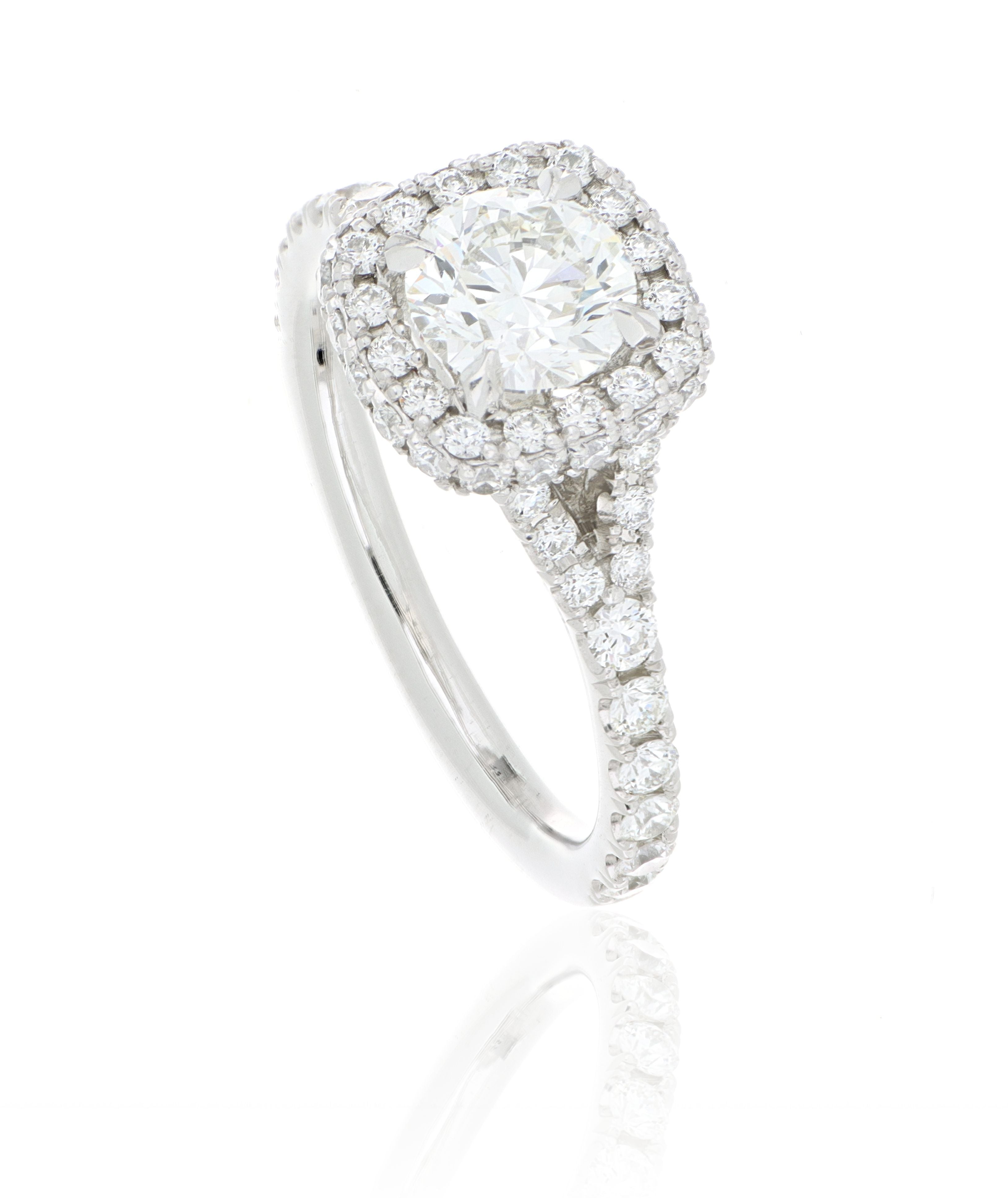 Platinum Diamond Halo Engagement Ring - Charles Koll Jewelers