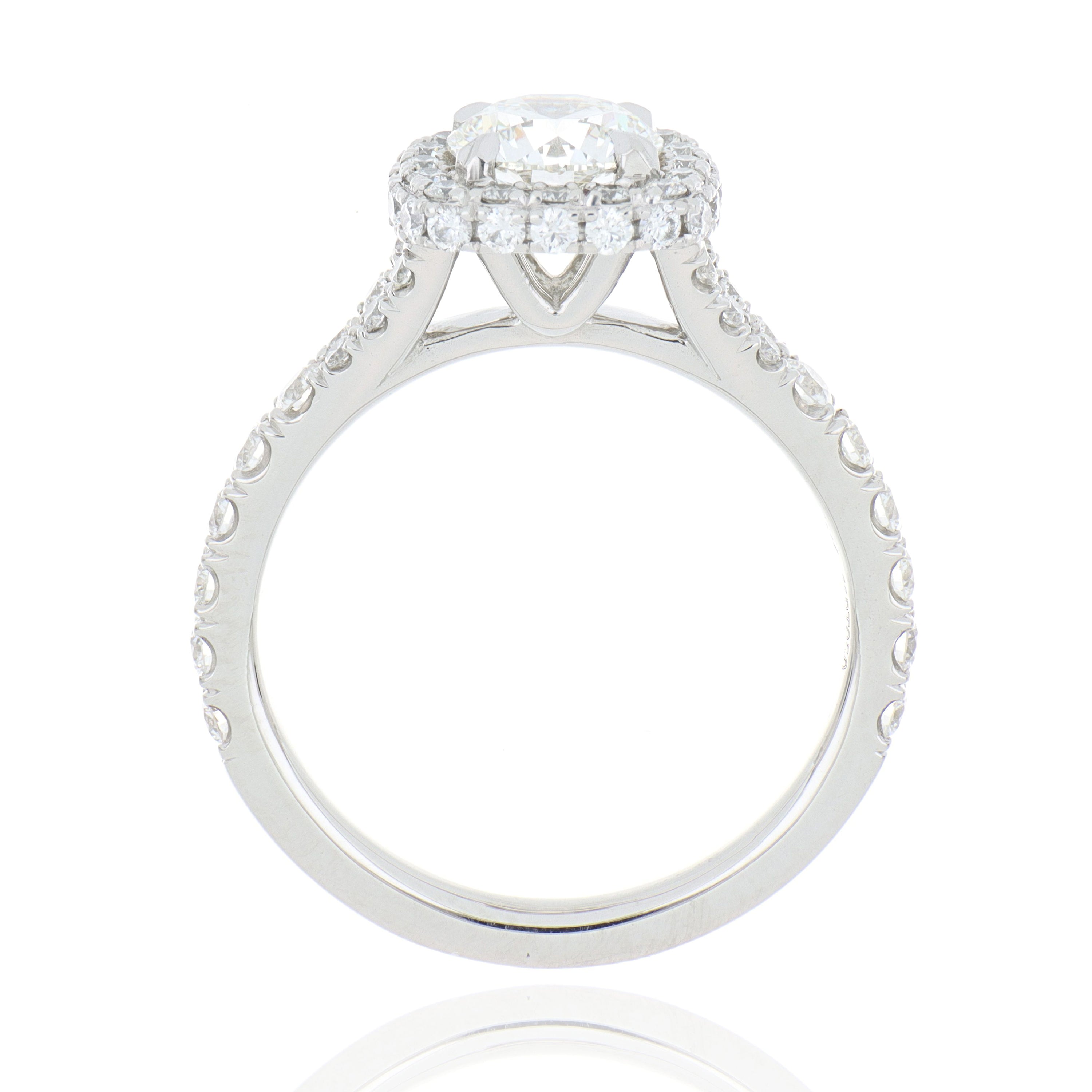 Platinum Diamond Halo Engagement Ring - Charles Koll Jewelers