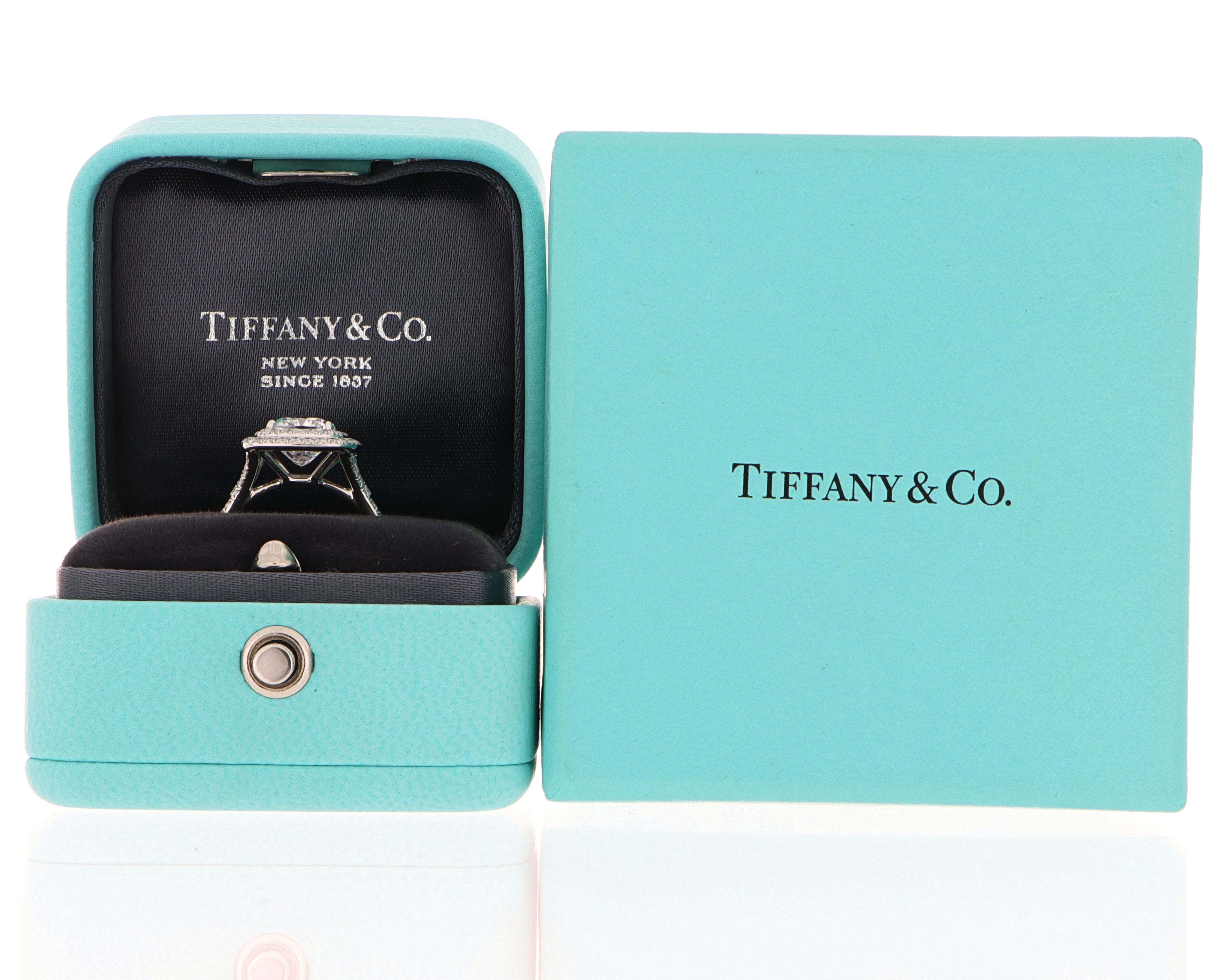 Tiffany &amp; Co. Soleste® Platinum Kussing Halo Verloofring