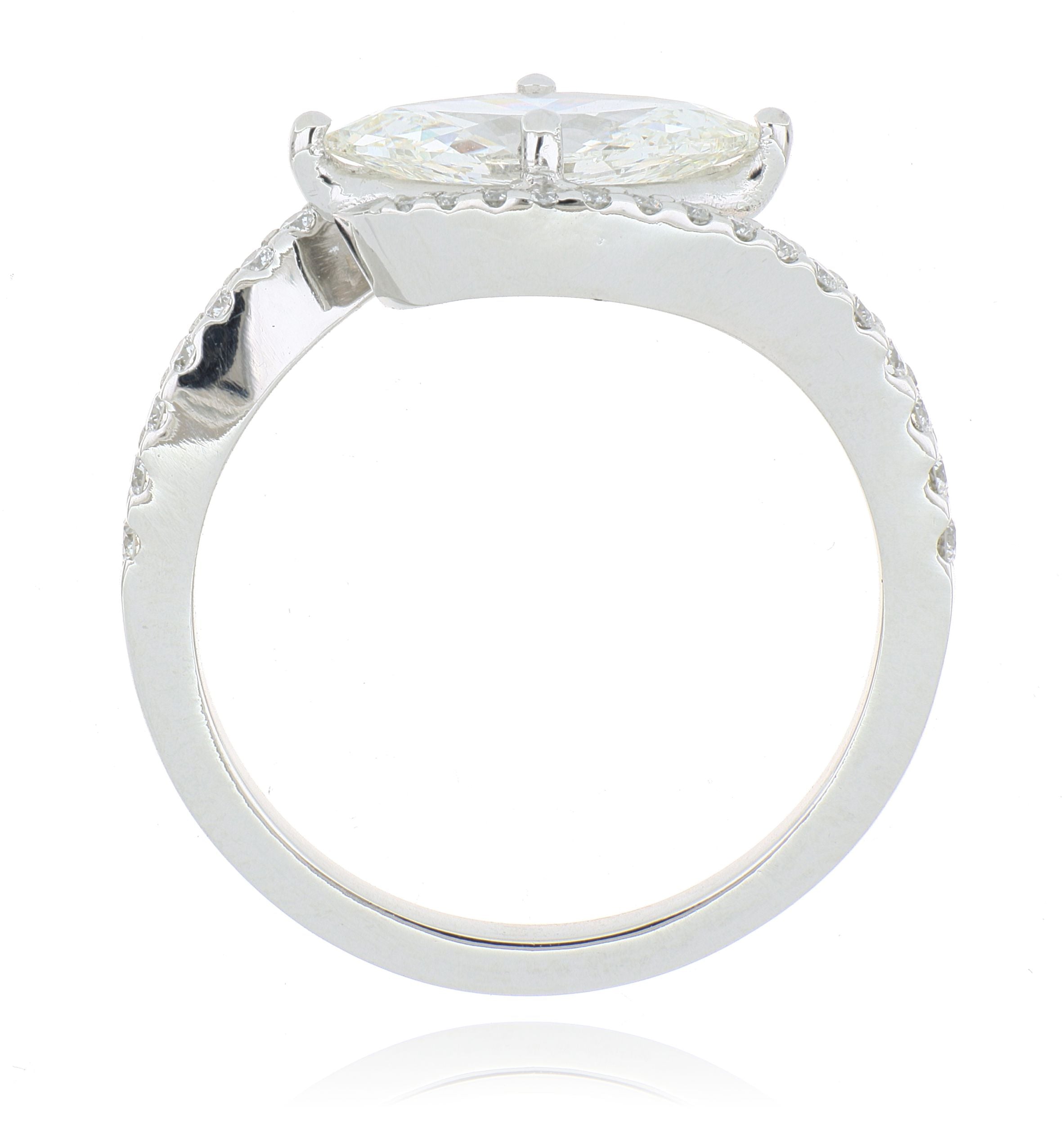 Platinum Marquise Bypass Diamond Engagement Ring - Charles Koll Jewelers