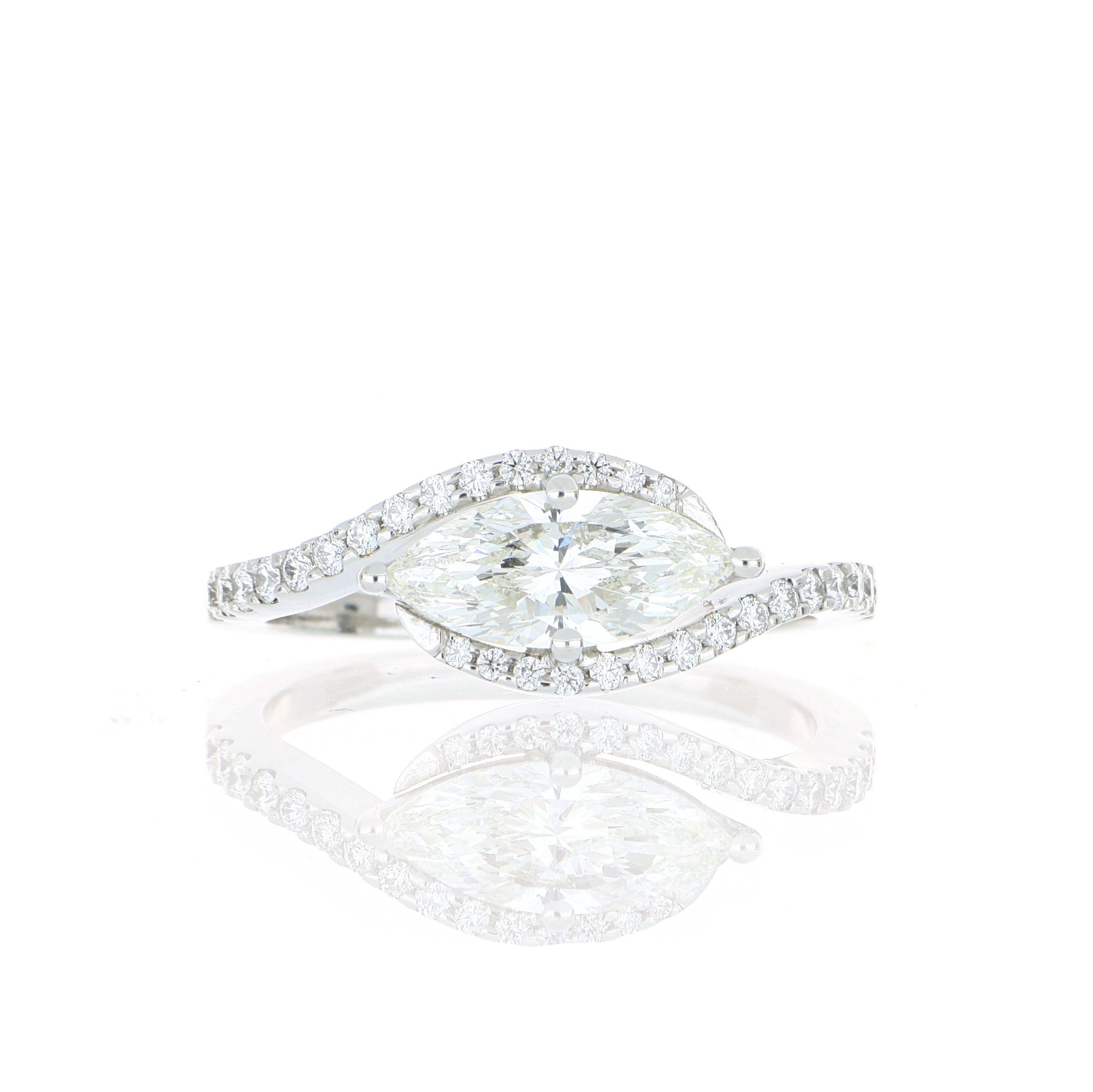 Platinum Marquise Bypass Diamond Engagement Ring