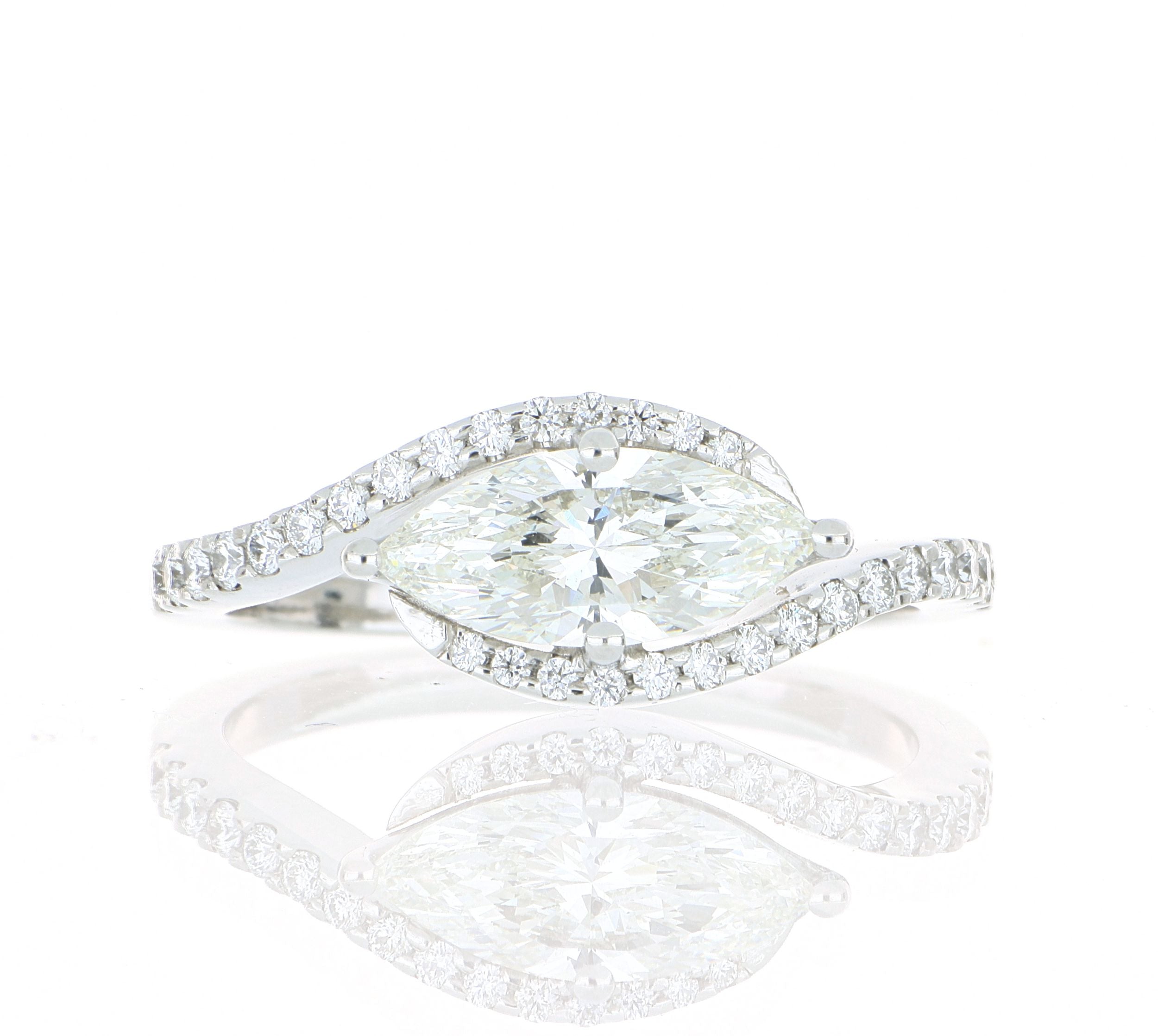 Platinum Marquise Bypass Diamond Engagement Ring - Charles Koll Jewelers