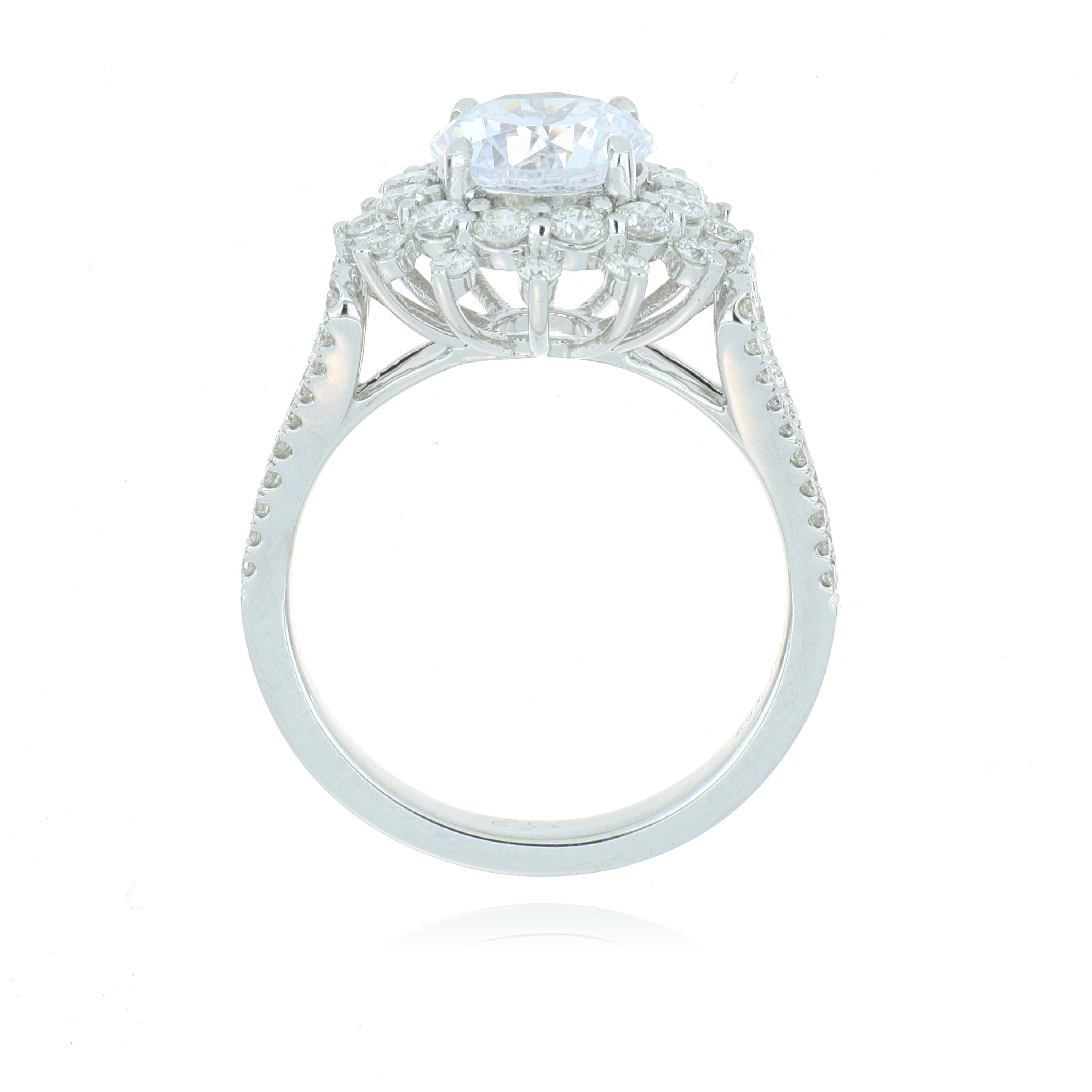 18k White Gold Diamond Accented Semi-Mount Engagement Ring