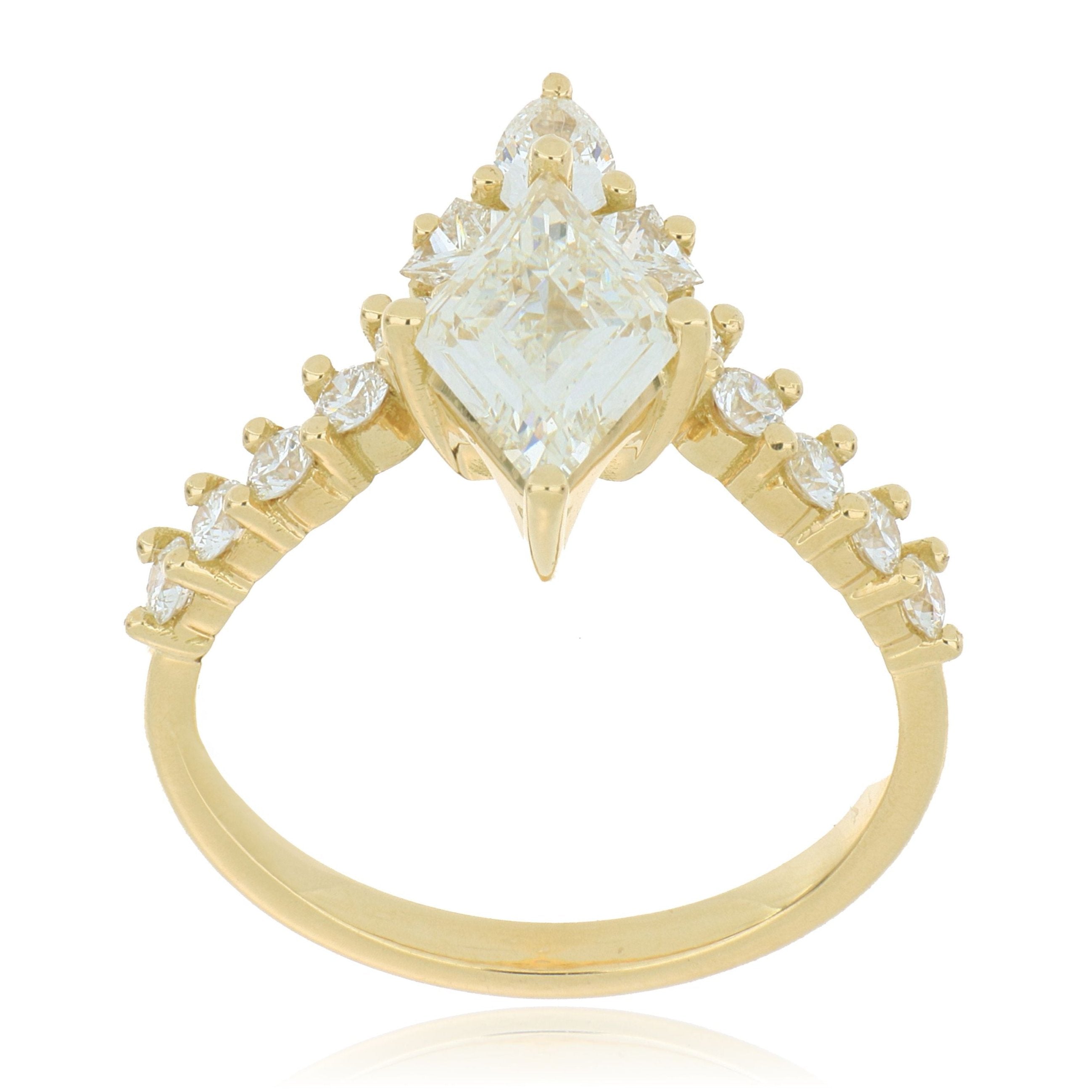 18k Yellow Gold Kite Shaped Diamond Engagement Ring