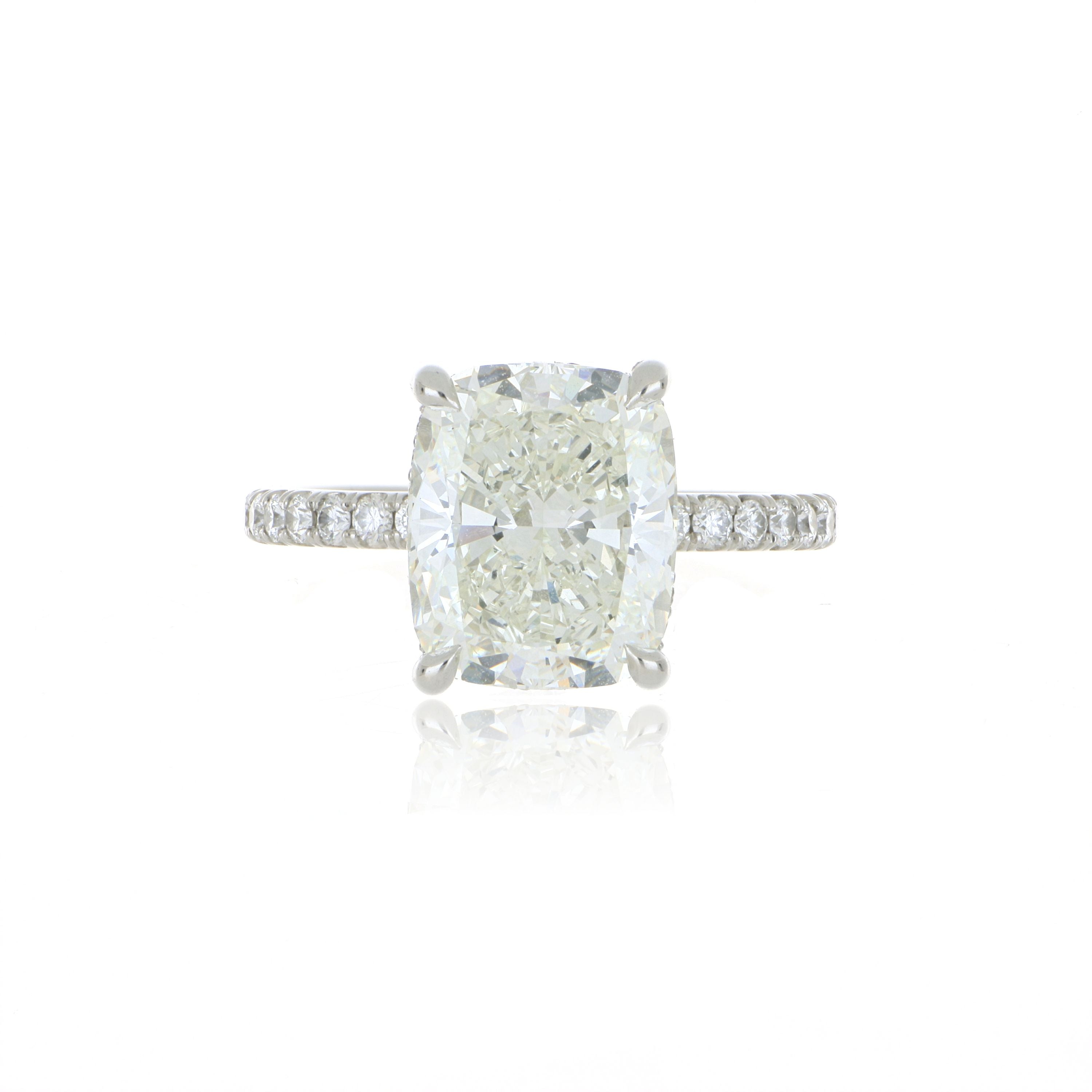 Platinum Cushion Shaped Diamond Engagement Ring