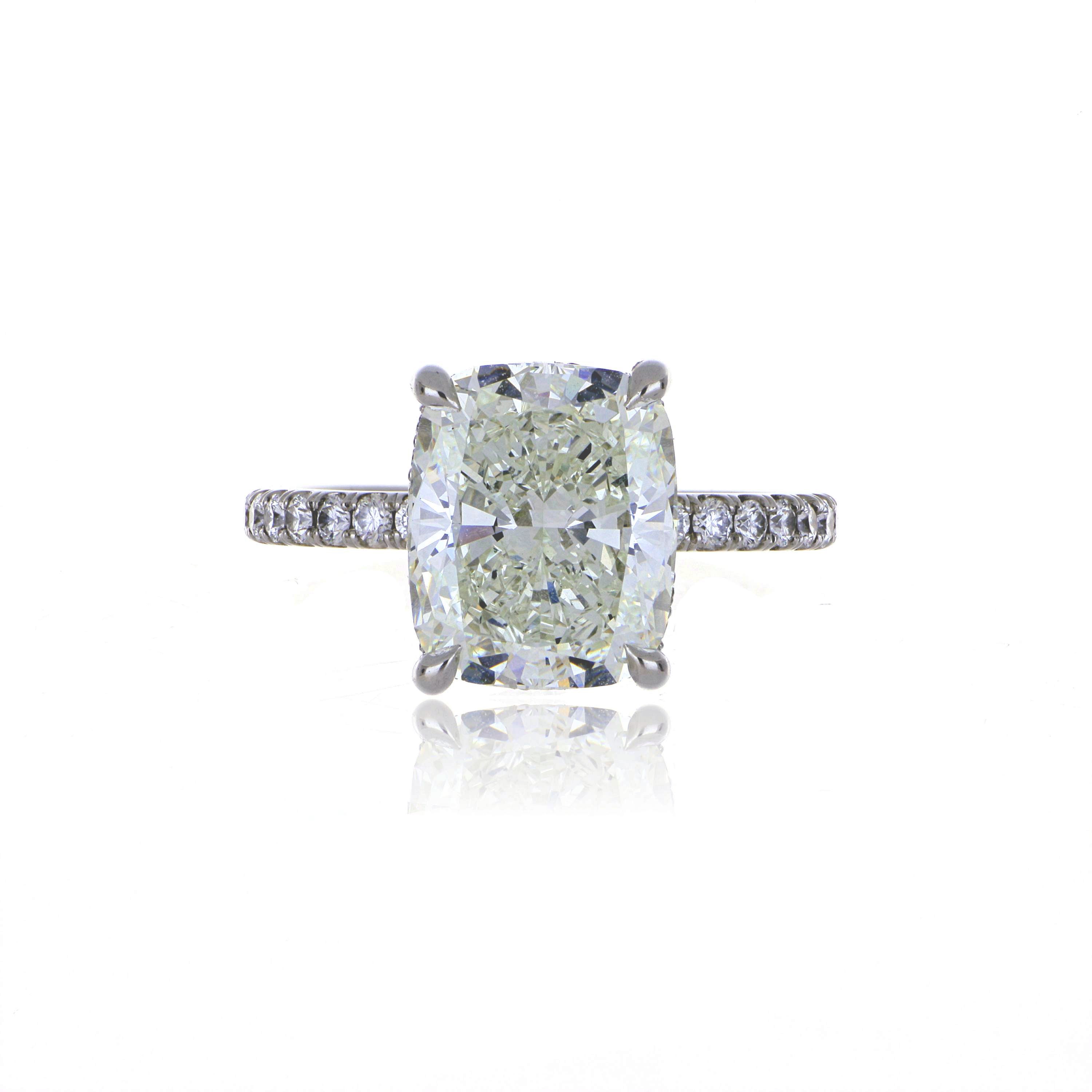 Platinum Cushion Shaped Diamond Engagement Ring - Charles Koll Jewelers