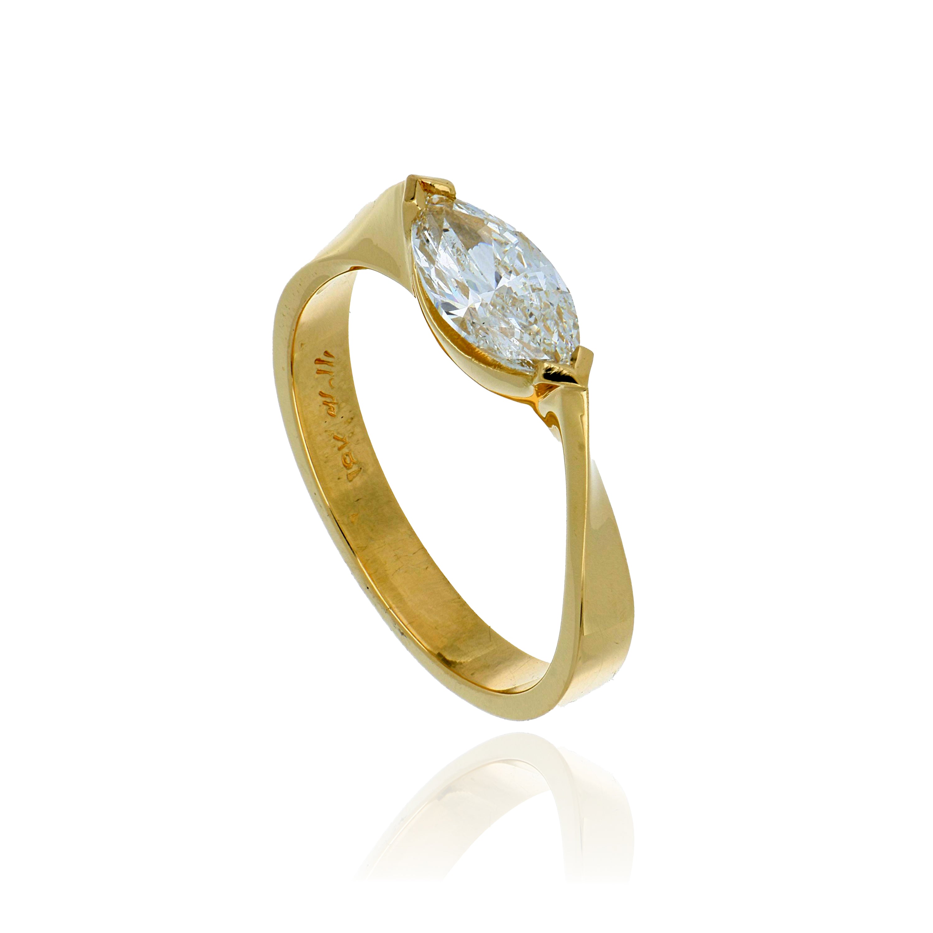 18k Yellow Gold Diamond Mobius Engagement Ring