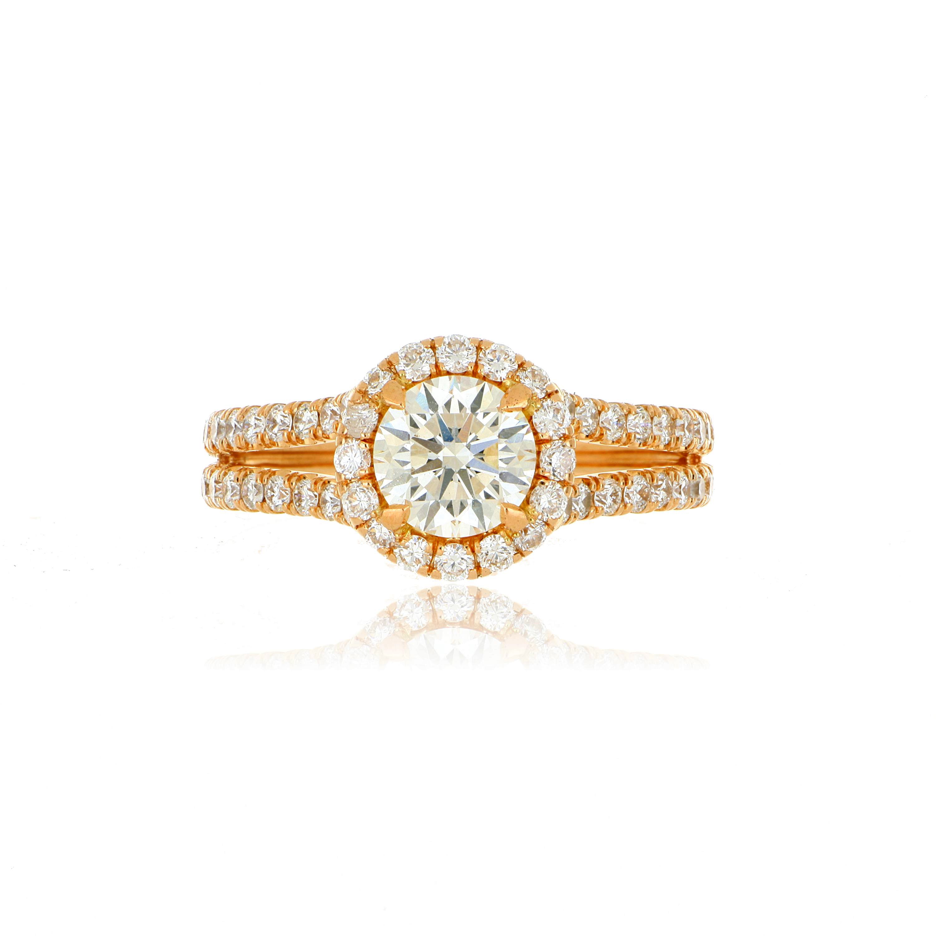 14k Rose Gold Diamond Halo Engagement Ring