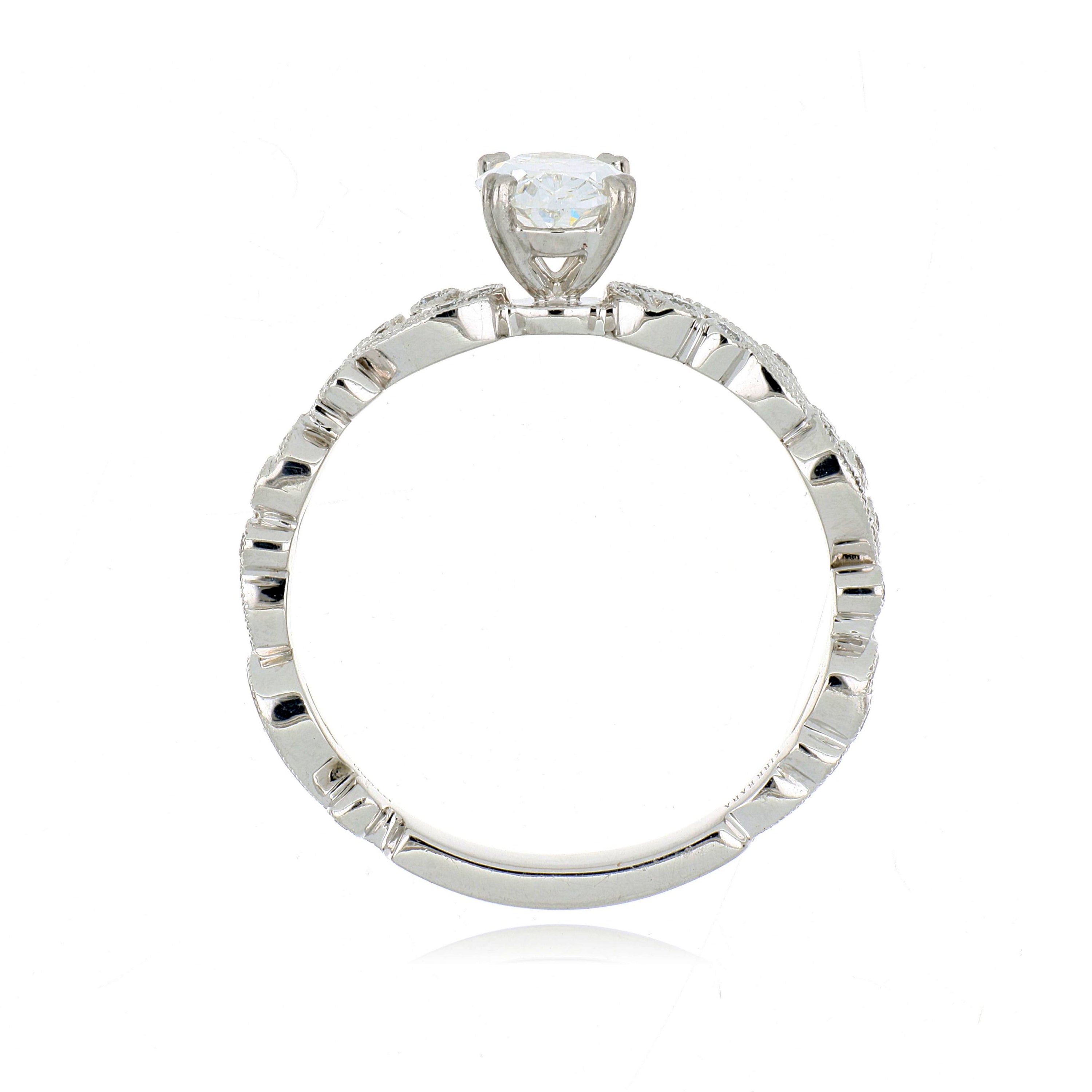 Platinum Milgrain Diamond Engagement Ring