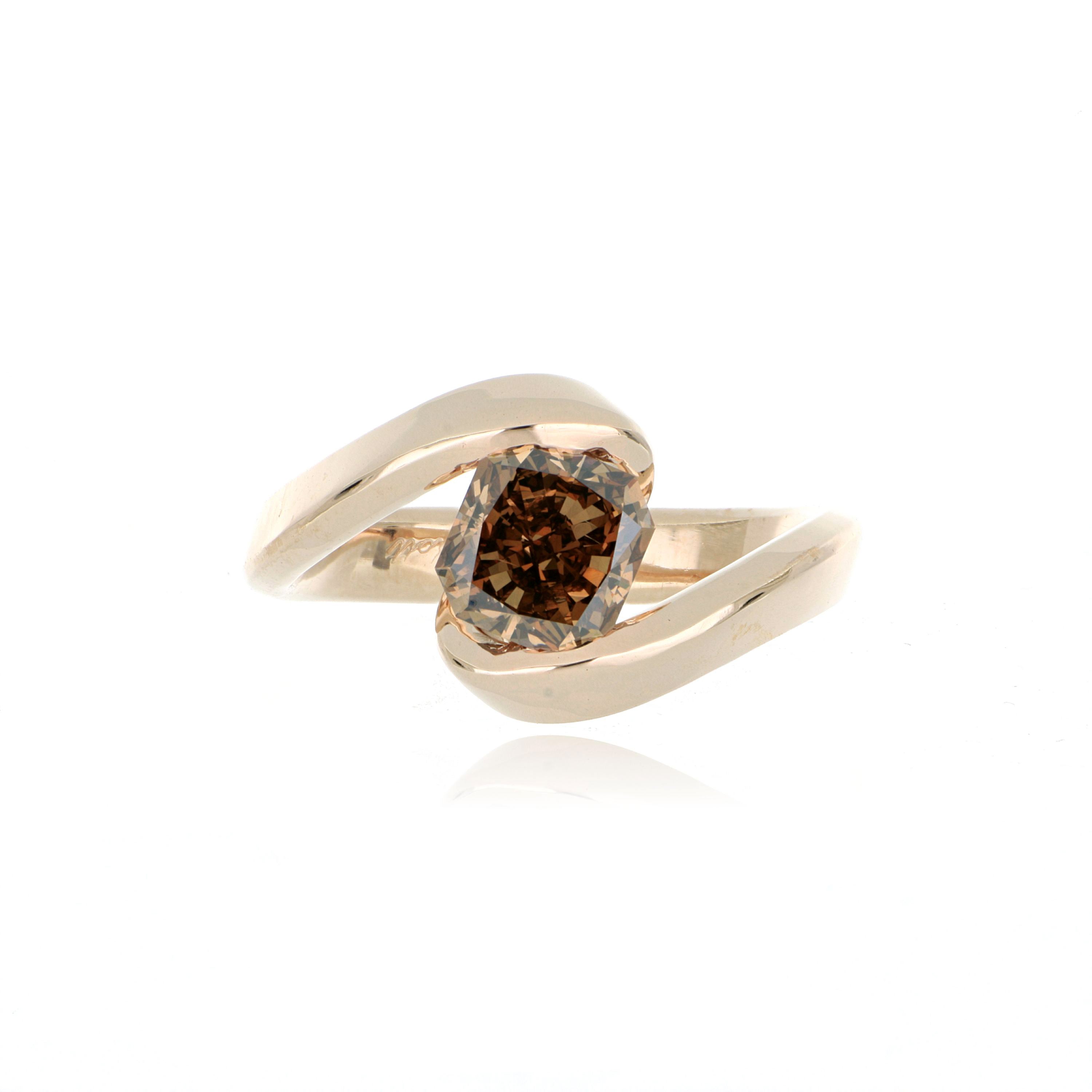 18k Brown Gold Radiant Diamond Engagement Ring - Charles Koll Jewelers