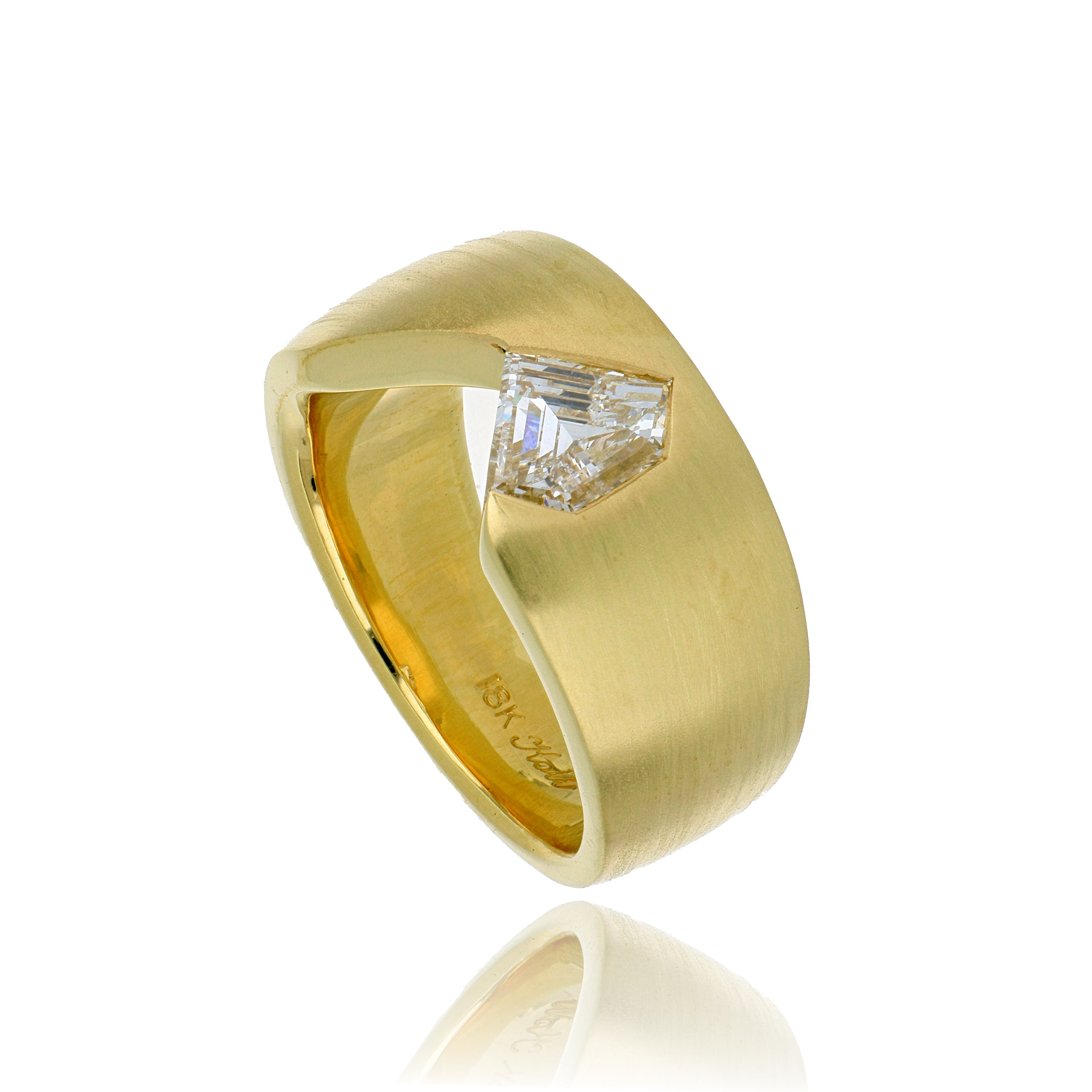 18k Yellow Gold Open Engagement Ring - Charles Koll Jewelers