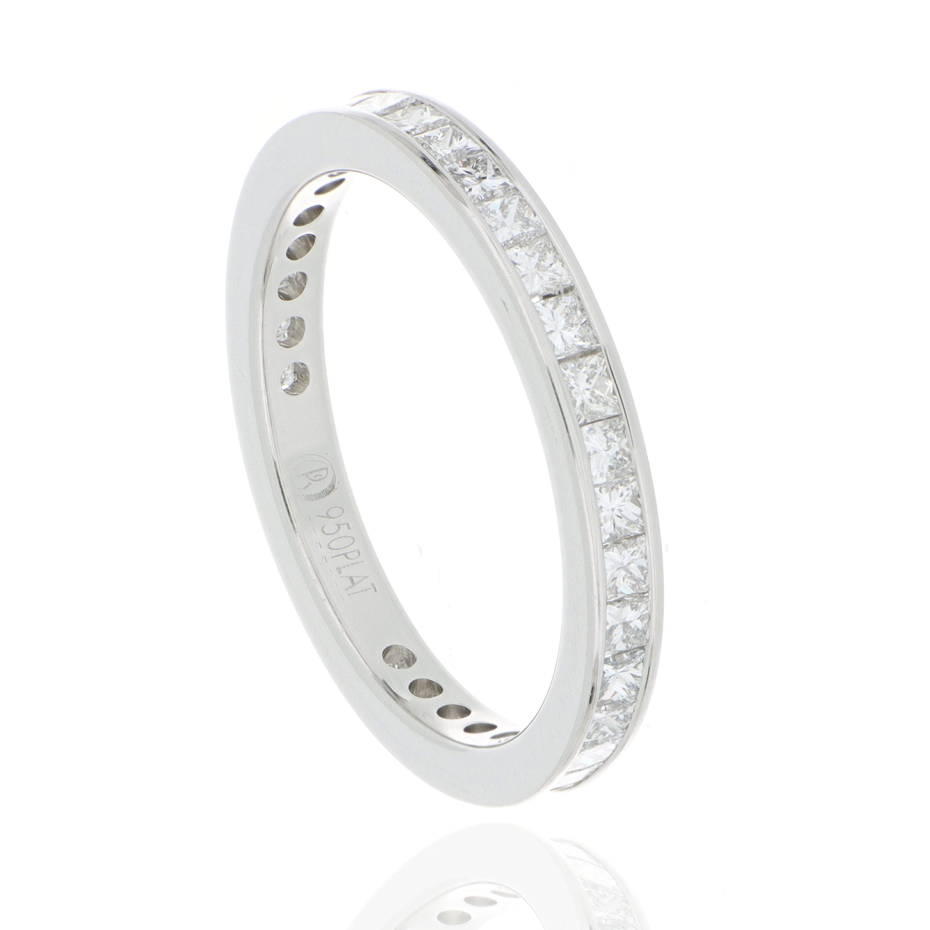 Platinum Channel Set Princess Cut Diamond Eternity Band