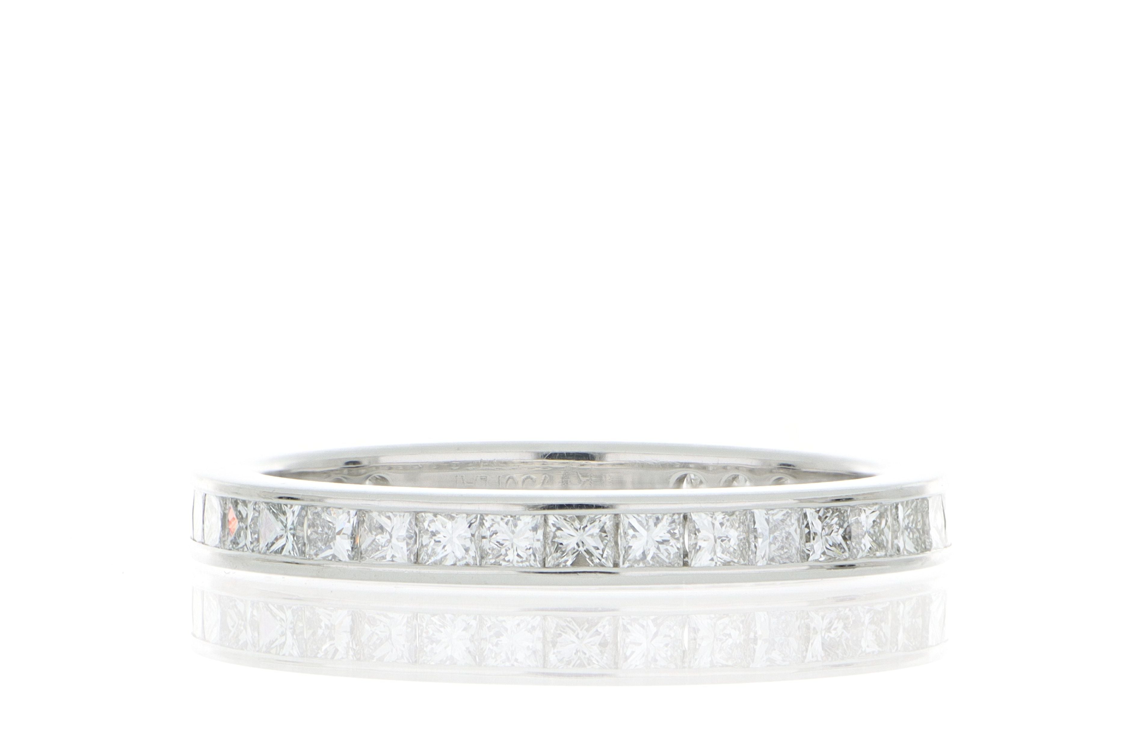 Platinum Channel Set Princess Cut Diamond Eternity Band